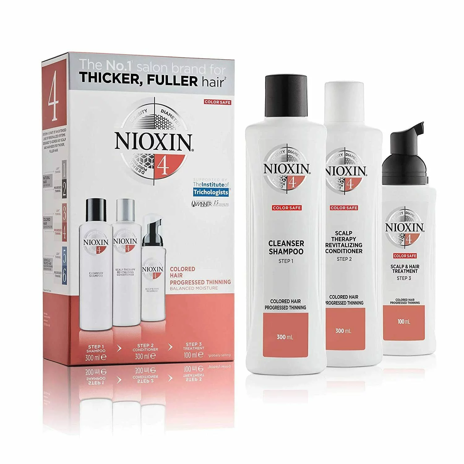 Nioxin System 4 Trio: Cleanser Shampoo 10.1 oz , Scalp Therapy Conditioner 10.1 oz , Scalp & Hair Treatment 3.38 oz