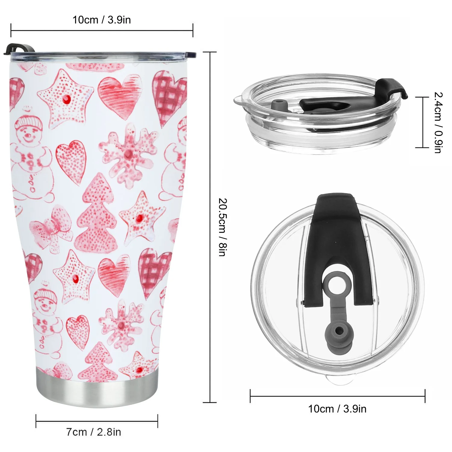 Hidove Stainless Steel Tumbler, Cute Heart 30oz Leak Proof & Stainless Steel Bottle for Hot & Cold Drinks - Coffee Travel Mug, Water Metal Canteen, Thermal Cup