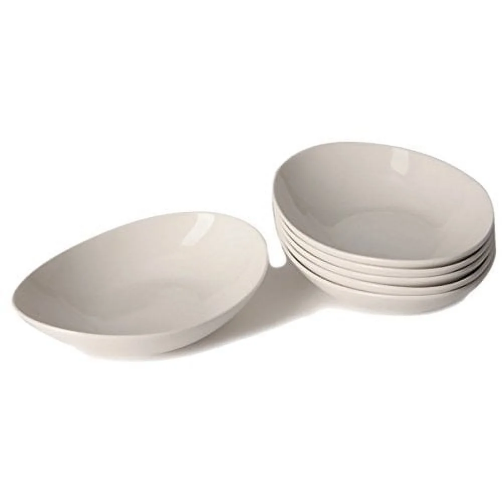 Red Vanilla Whisper White Coupe Bone China Pasta Bowls (Set of 6)