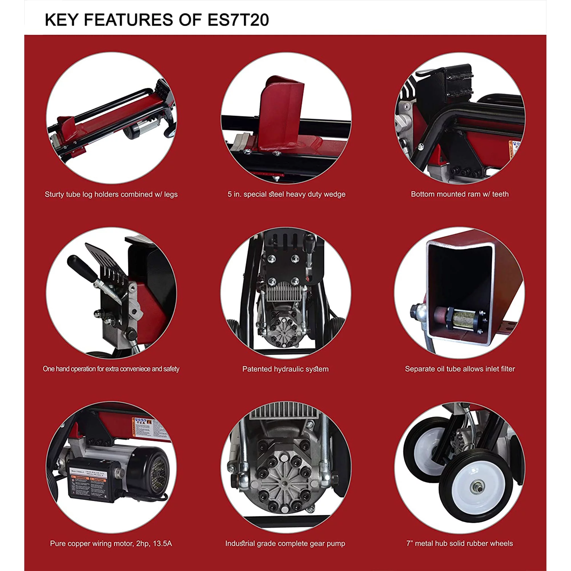 Boss Industrial 7 Ton Lightweight Hydraulic Electric Home Log Splitter