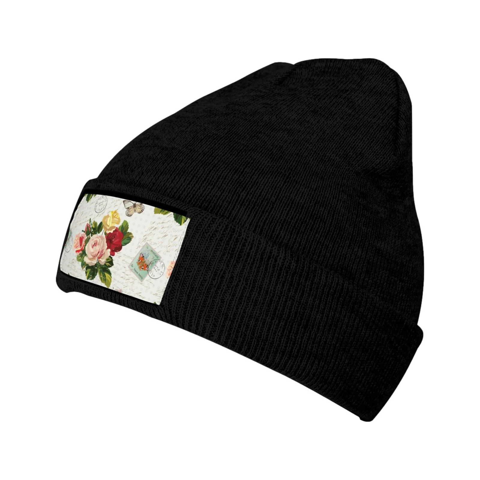 Junzan Vintage Bike Flower Butterfly Mens Winter Hats Thick Knit Cuff Beanie Cap Beanie Hat