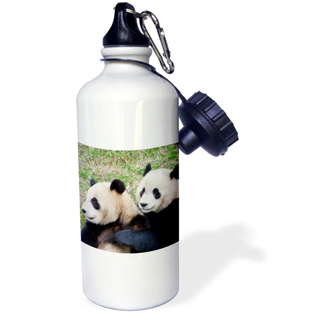 3dRose China, Wolong Reserve, Giant panda bears hugging - AS07 AGA0013 - Alice Garland, Sports Water Bottle, 21oz