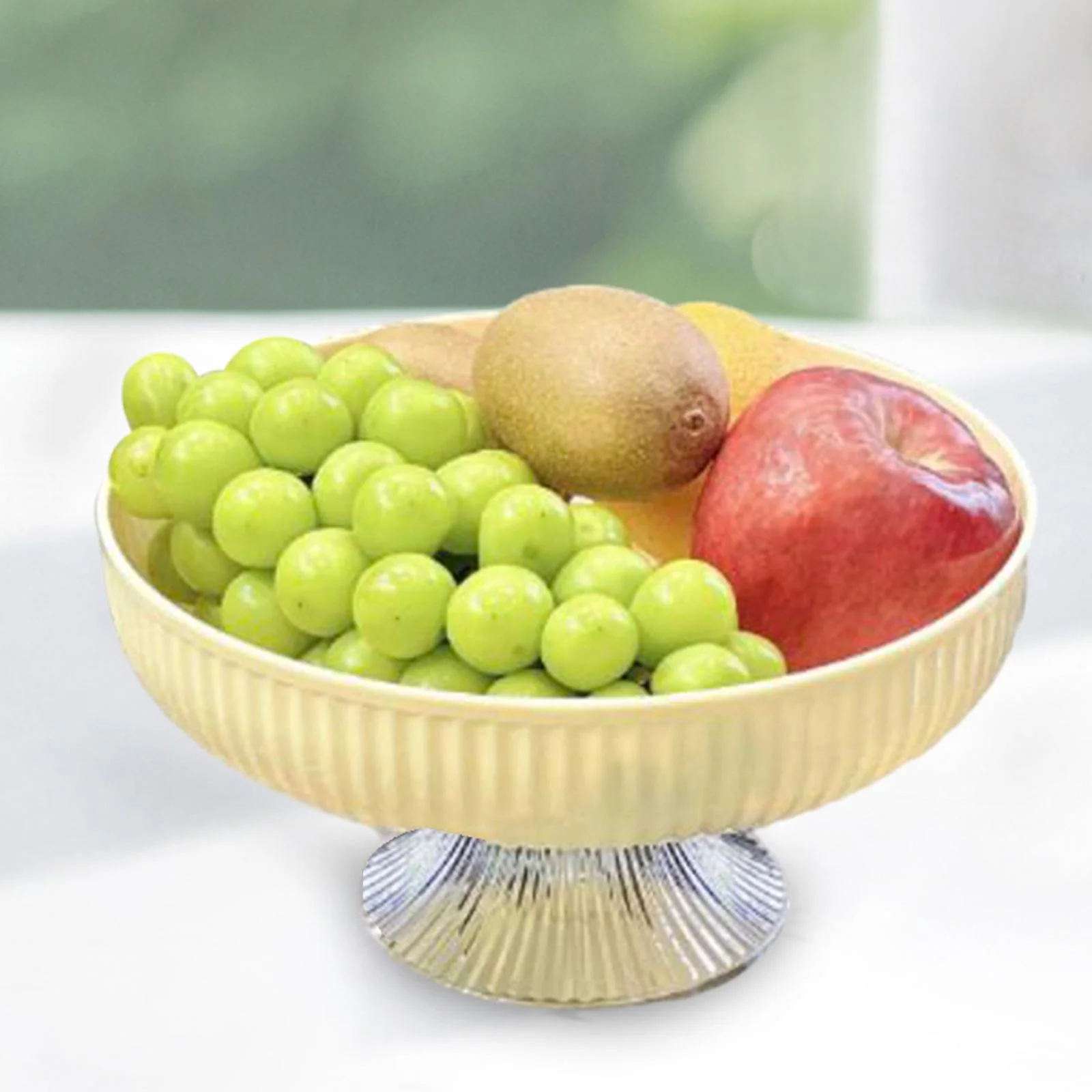TISHITA Footed Fruit Bowl Pedestal Bowl Dessert Bowl Elegant with Base, Serving Fruit Tray for Wedding Home Farmhouse Kitchen Counter