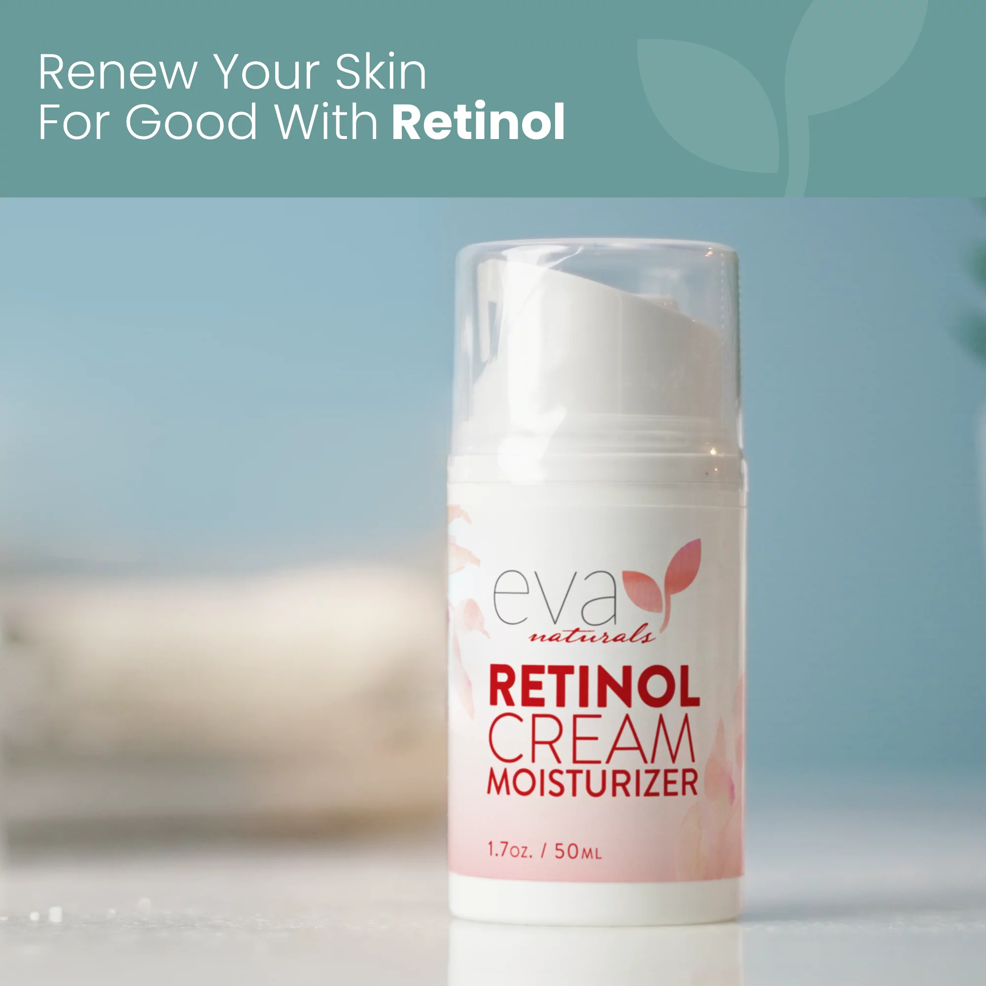 Eva Naturals Retinol Cream Moisturizer Anti-Wrinkles and Fine Lines (White) (1.7 oz)