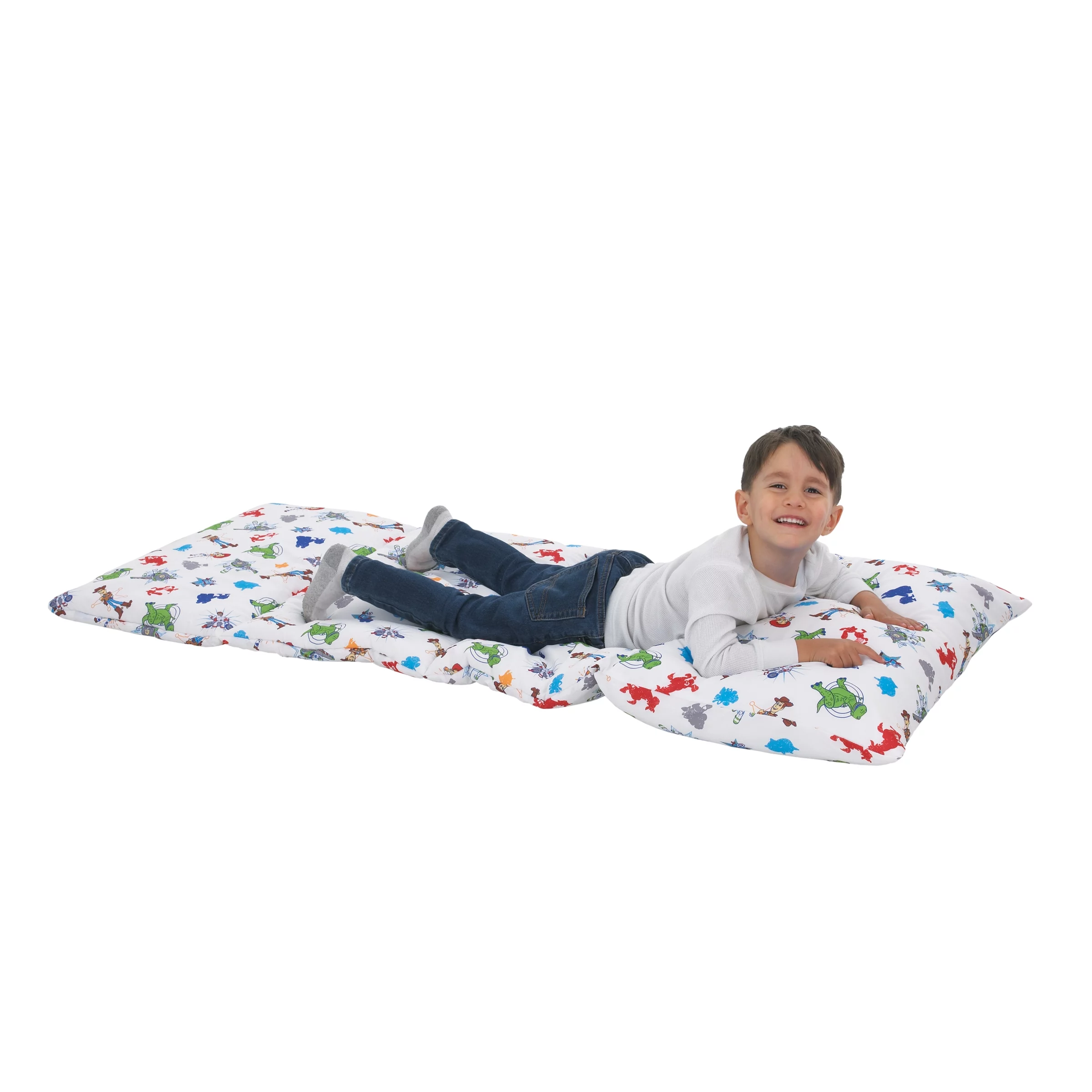 Disney Toy Story EZ Fold Deluxe Toddler Nap Mat, Red, White and Blue, Male, Buzz, Woody and Forky