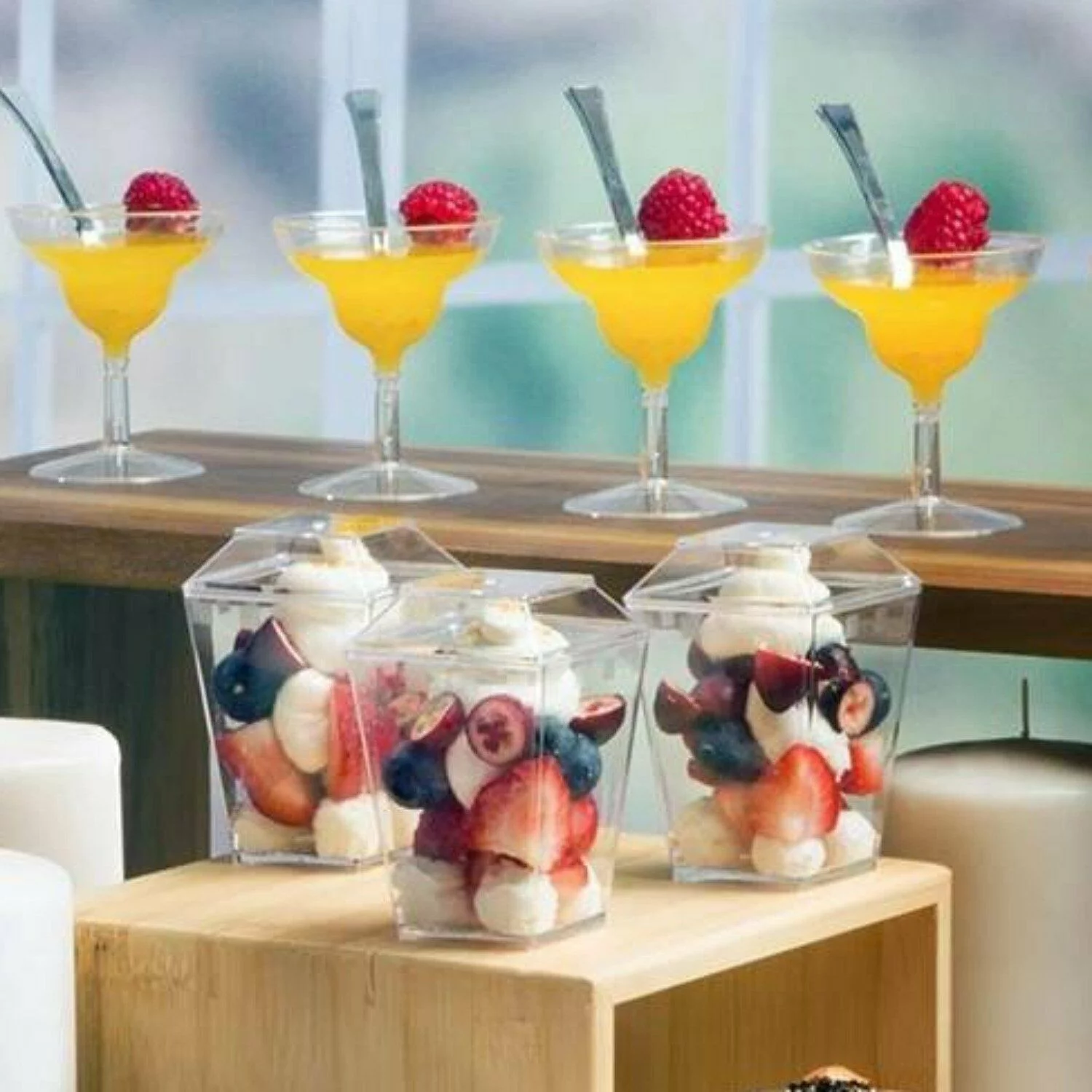 Lillian Table settings Mini Clear Plastic Gourmet Dish Petite 10 Count [BULK] (100 Pack)