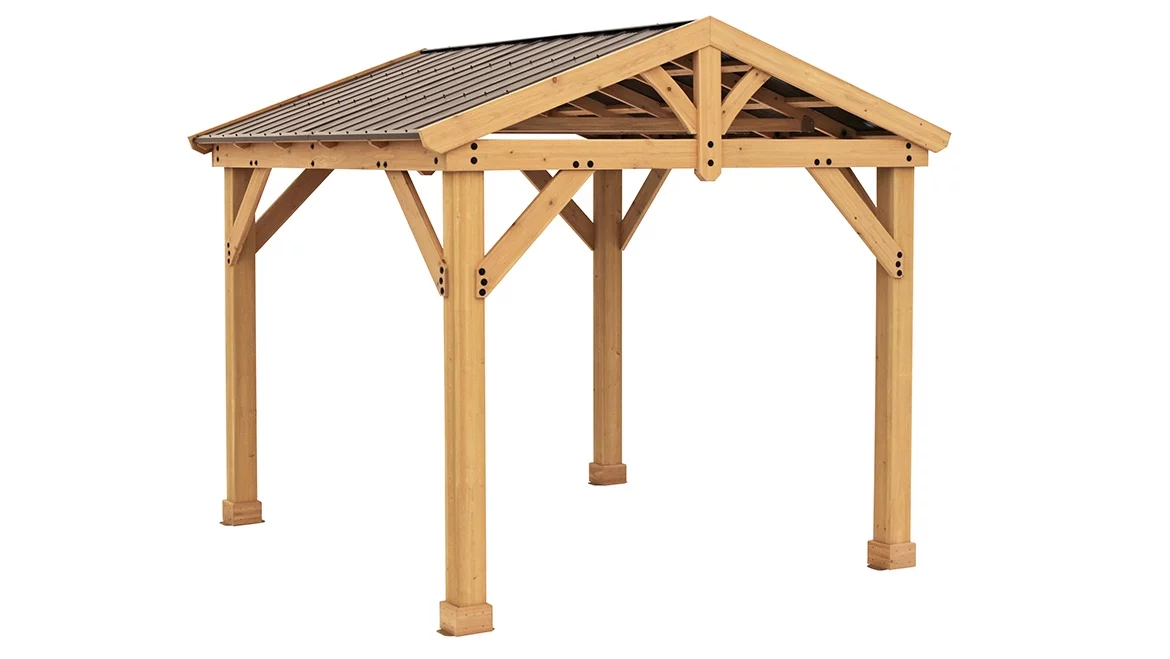 Yardistry 10' x 10' Meridian Cedar Pavilion with Aluminum Roof