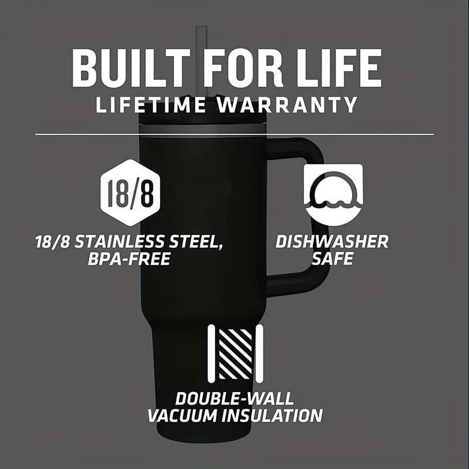 Blue Tumbler with straw, 40 Oz Tumbler Straw  + Smile Tumbler With Handle 40 oz Travel Mug Straw Stainless Steel Water Iced Tea Coffee