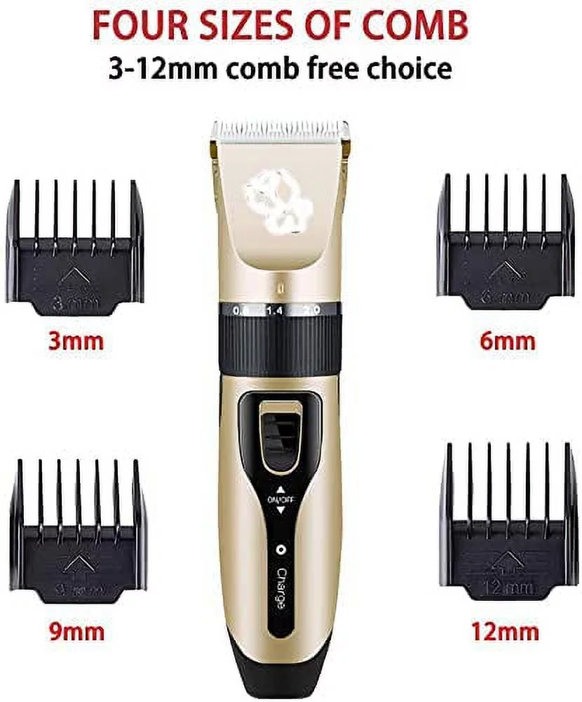 Dog Grooming Hair Remover Scissors and Clippers with 10 Guiding Stainless-Steel Combs with Electric Shaver Complete Tool Kit Gifts for Dogs & Cats Hair Cutting Pet Supplies