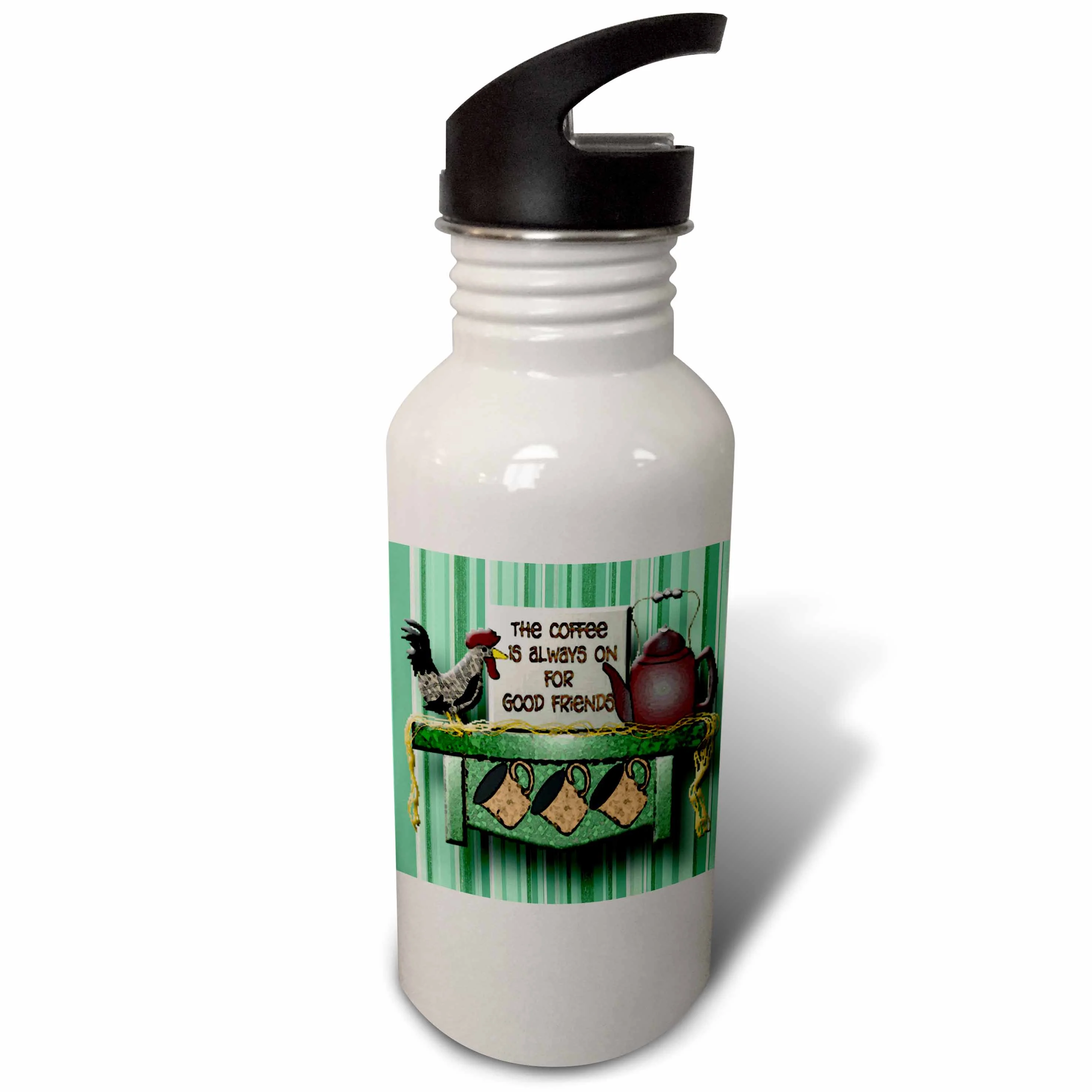 Coffee and good friends a roaster and teapot on a shelf a great friend gift 21 oz Sports Water Bottle wb-128848-1