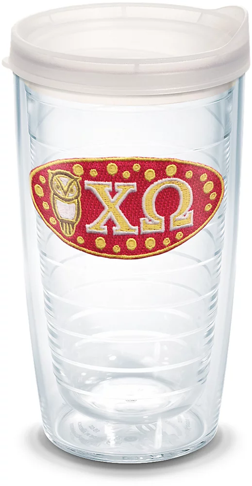 Tervis Sorority - Chi Omega Made in USA Double Walled  Insulated Tumbler Travel Cup Keeps Drinks Cold & Hot, 16oz - Clear Lid, Clear