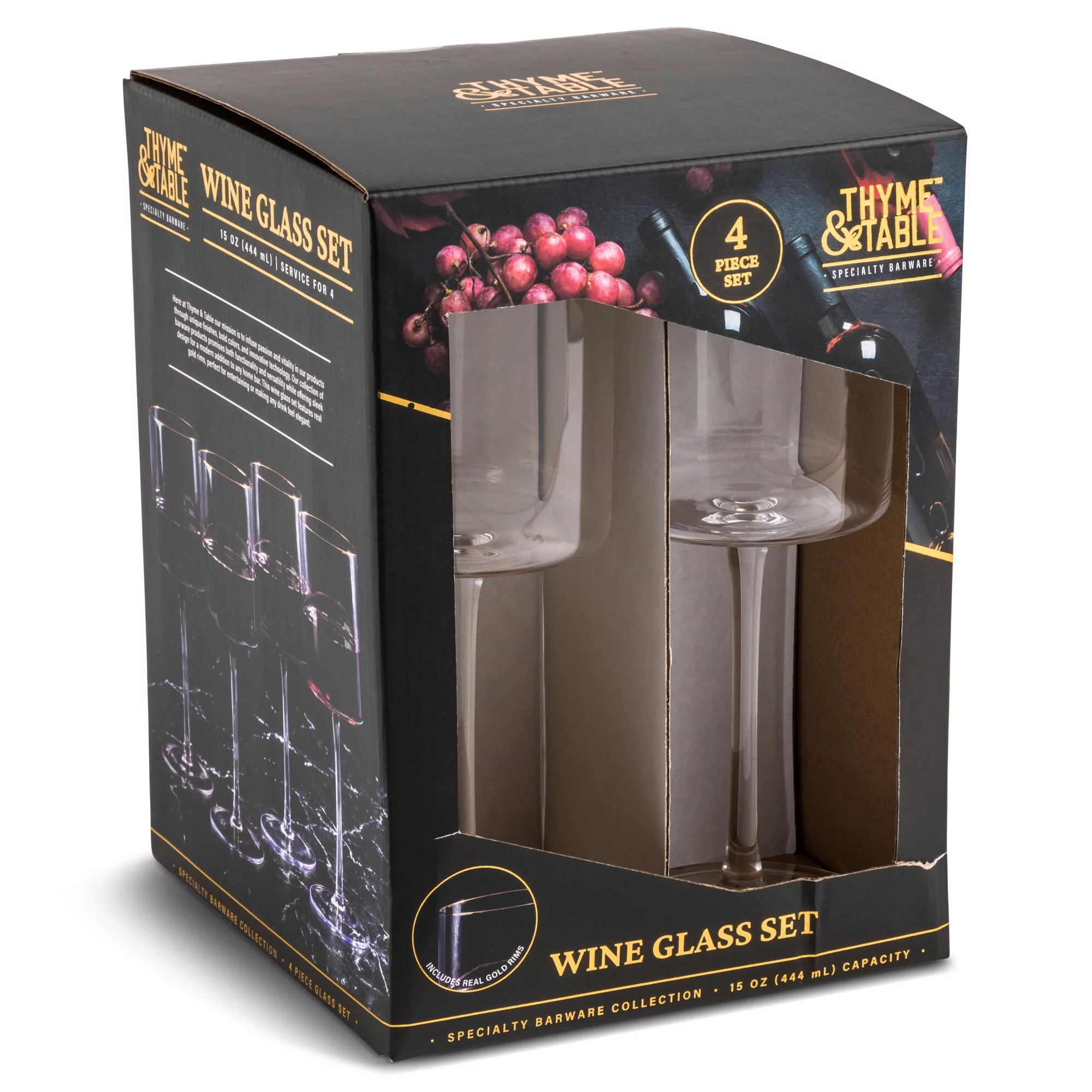 Thyme & Table Wine Glasses, 15 oz, 4 Piece Set