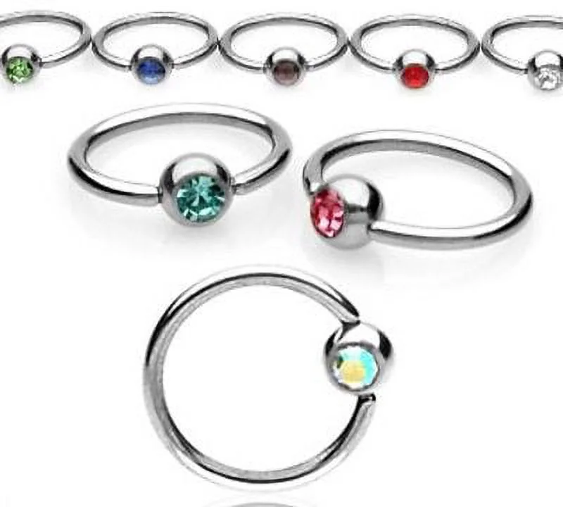 14G (1.6MM) CZ Captive Bead CBR/Hoop Ring  (4 Pieces) A/1/3/CBR-2/13,14,15,16