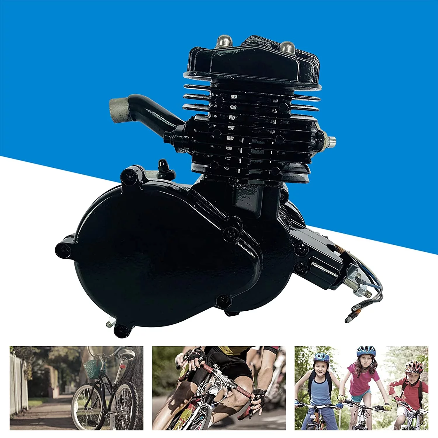 Oukaning 80CC 2-Stroke Bicycle Engine Only Single Cylinder Bike Cycle Petrol Gas Engine Refit
