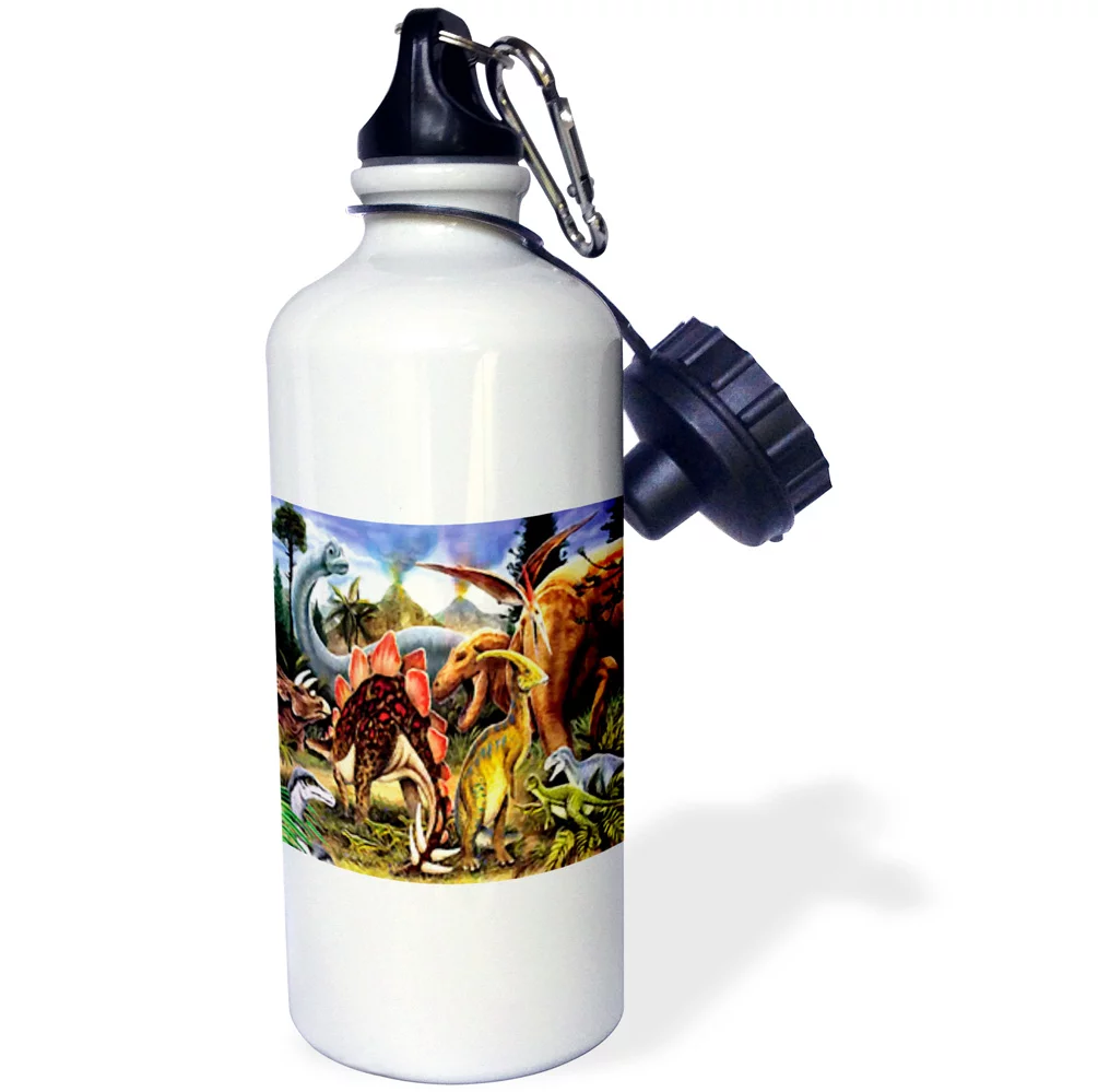 3dRose Dinosaurs, Sports Water Bottle, 21oz