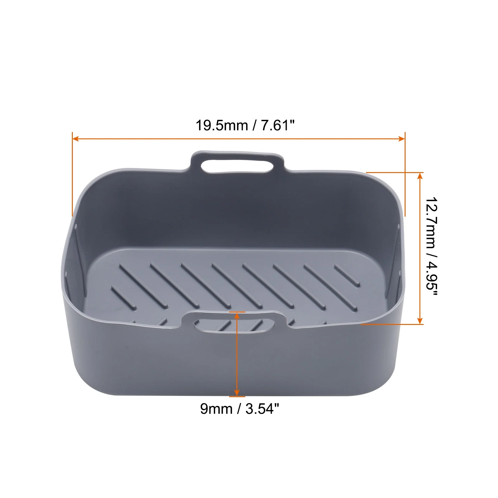 Uxcell Grey Silicone Air Fryer Pot with Handles Reusable Dual Basket Accessories 7.61