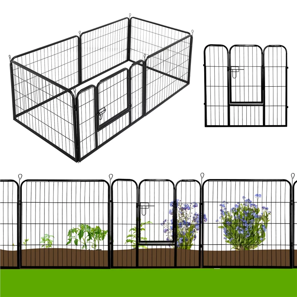 Topeakmart 6 Panels Heavy Duty Pet Playpen Dog Exercise Pen Cat Fence, 23.6''H, Black