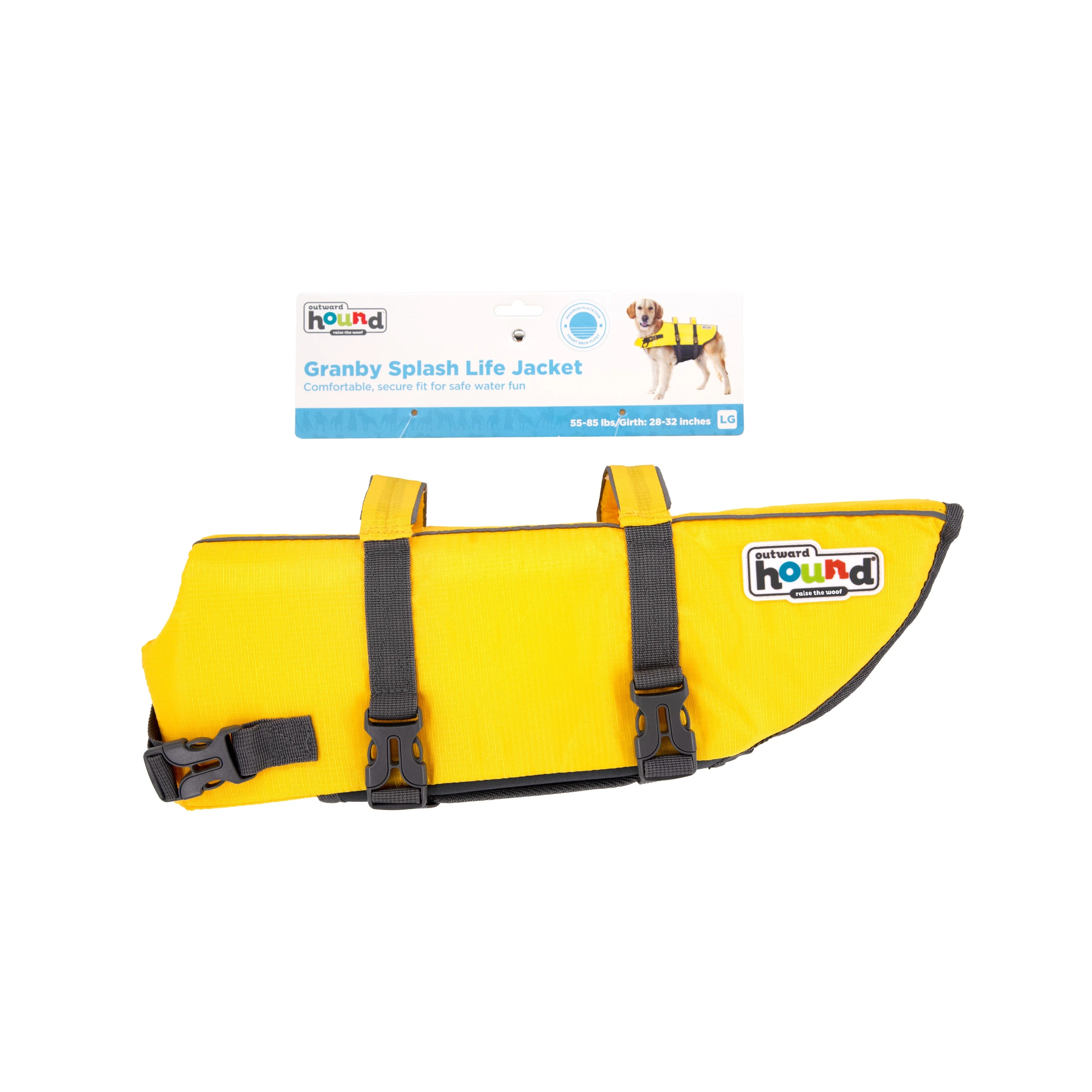 Outward Hound Granby Splash Dog Life Jacket, Yellow, Large