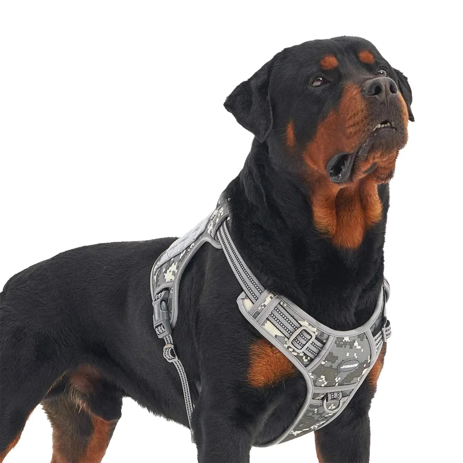 Auroth Tactical Dog Harness Adjustable Metal Buckles Dog Vest with Handle, No Pulling Front Leash Clip - Gray