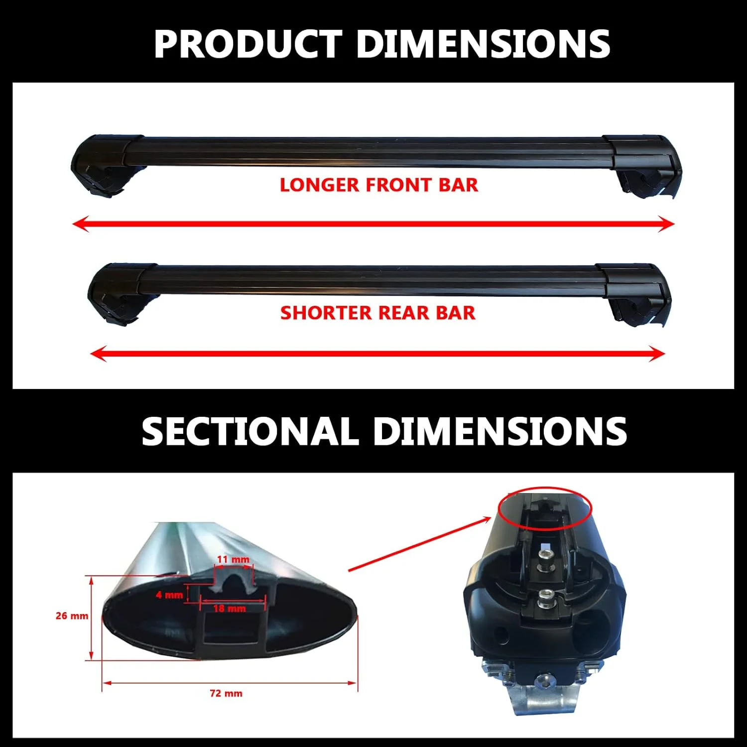 ROKIOTOEX Coyote Roof Rack Crossbars Fits 2023 2024 BMW X1 Sports Flush Side Rails, Cross Bars for Rooftop Cargo Box Luggage, Bike Carrier Black BX19-A097