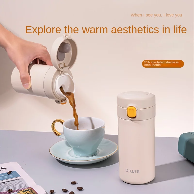 Travel Coffee Mug, Mini Insulated Water Bottle 14 oz or 10 oz with Spout Lid, Leak Proof Coffee Tumbler for Kids and Women Keep 12H Piping Hot and 24H Cold (10 oz, Pink)