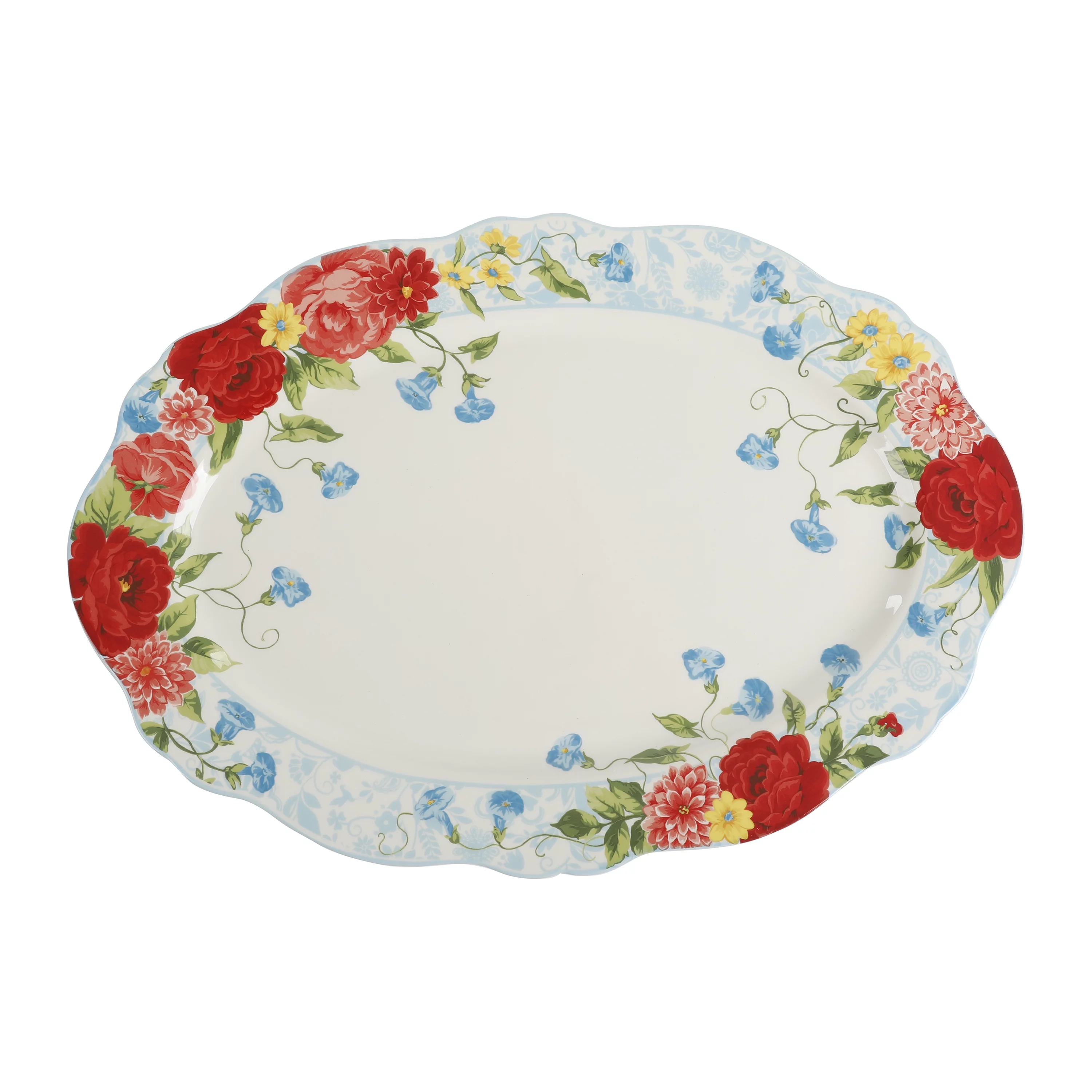 The Pioneer Woman Sweet Rose Stoneware 21-inch Oval Serving Platter