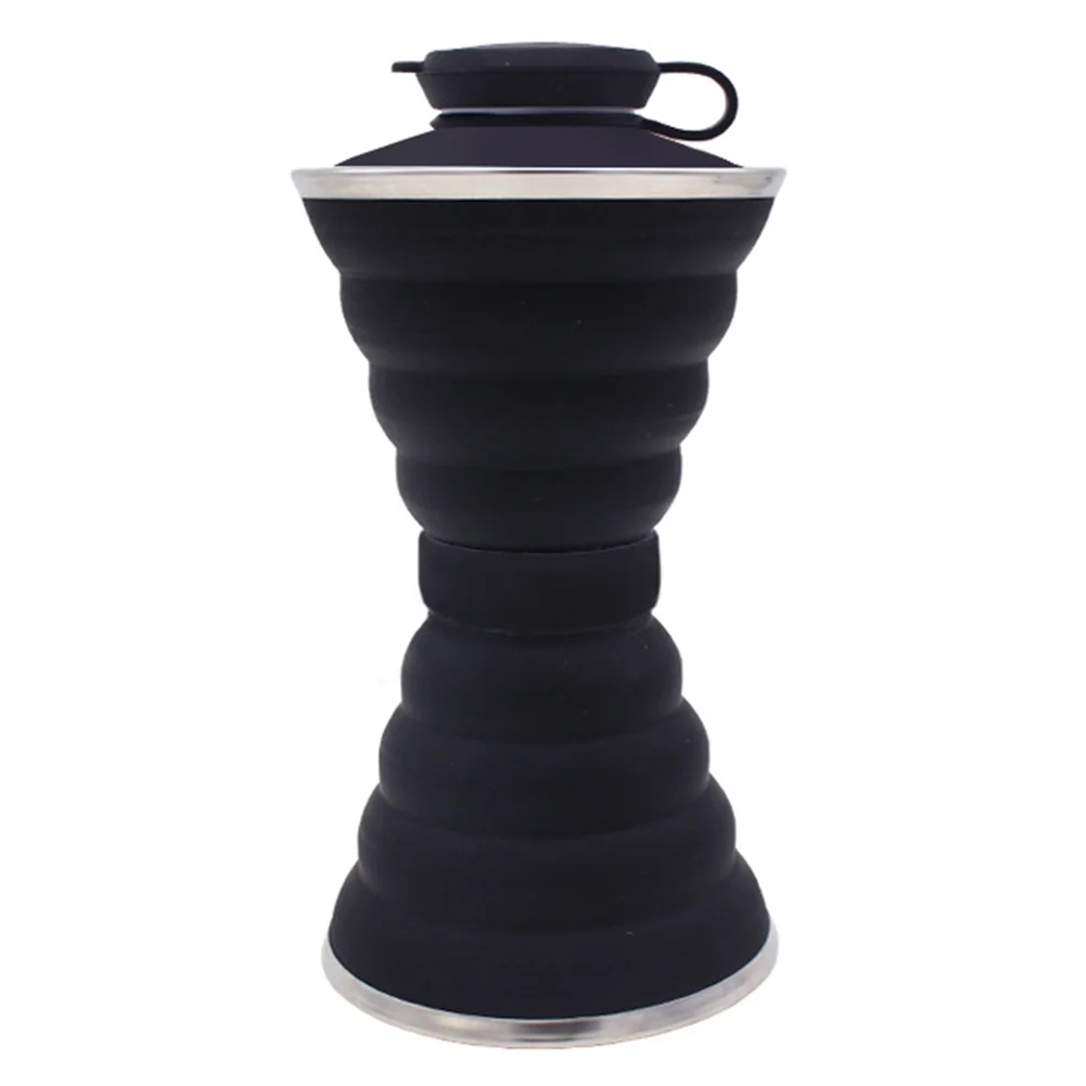 Sports 500mL Collapsible Soft Kettle Outdoor Silicone Water Bottle (Black)