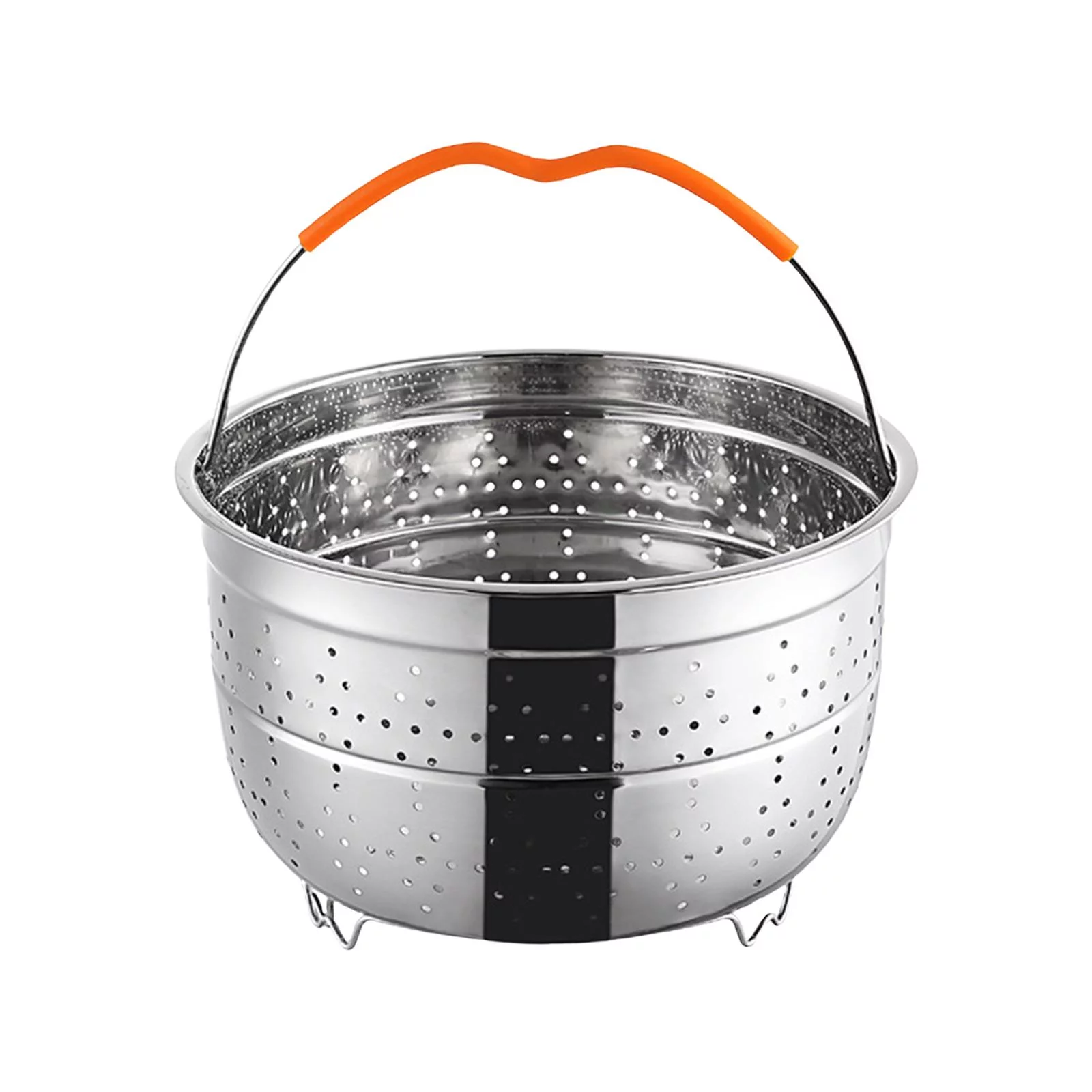 Multifunctional Steamer Basket Fruit Vegetables Colander Solid Construction Dumpling Seafood Steaming Kitchen with Handle for 3 quart