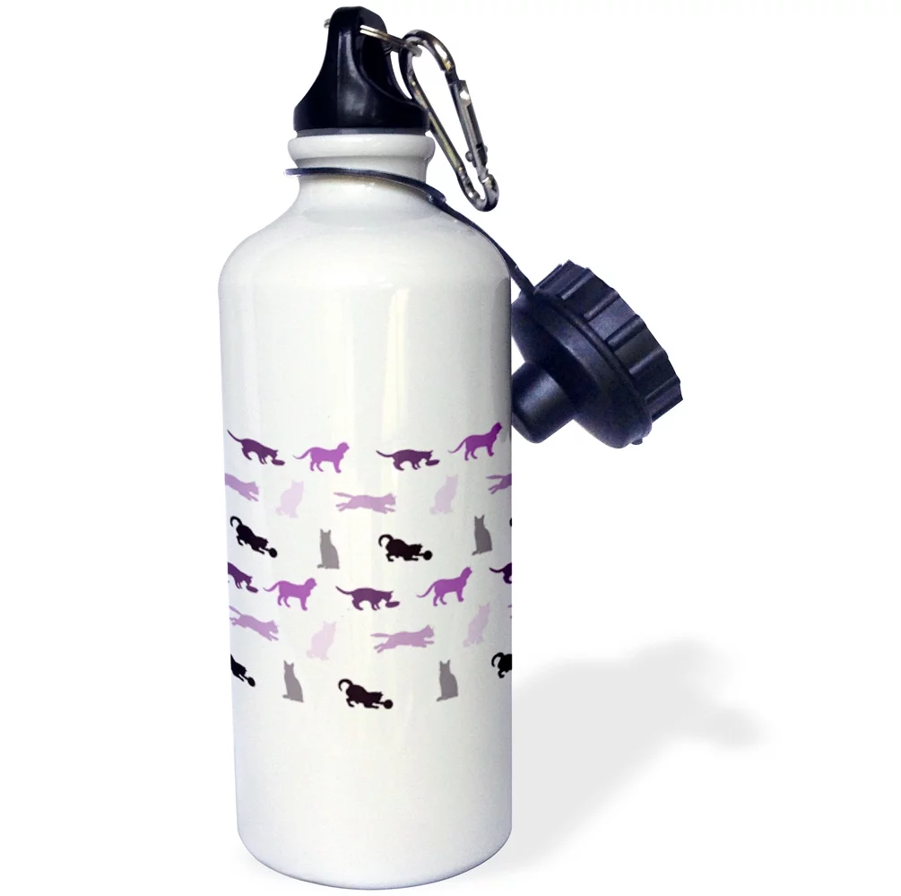 Purple cats pattern - cat silhouette print - contemporary modern stylish feline pet kitty design 21 oz Sports Water Bottle wb-112979-1