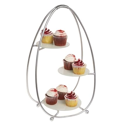 American Metalcraft SRS3 Oval 3-Tier Buffet Stand, Silver