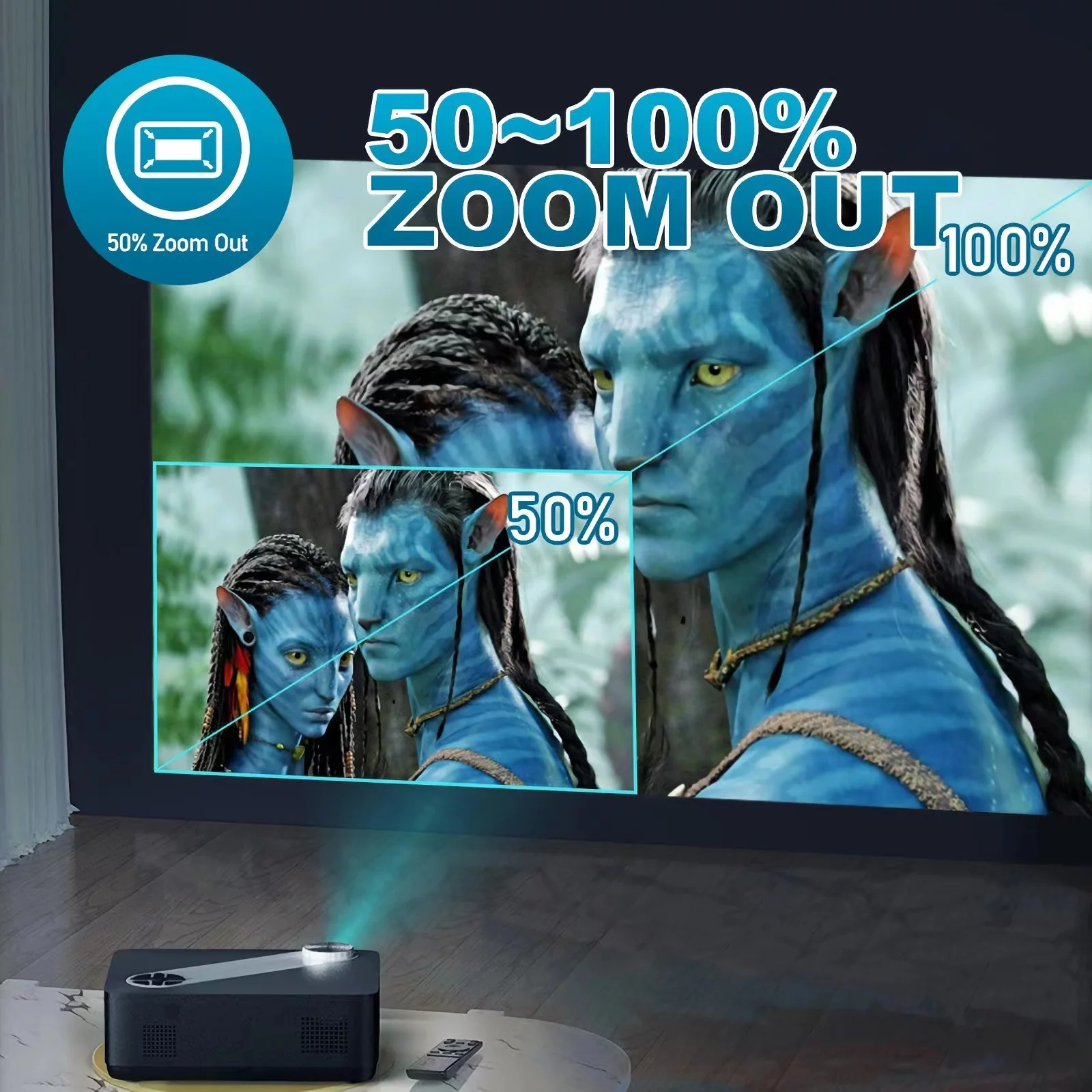 JIMTAB 2024 M22 Projector 5G Wifi 1080P Native Projector, 4K Support 520 ANSI 13500L Short Throw 5G Projector Compatible with Tvbox, Laptop, iPhone and Android