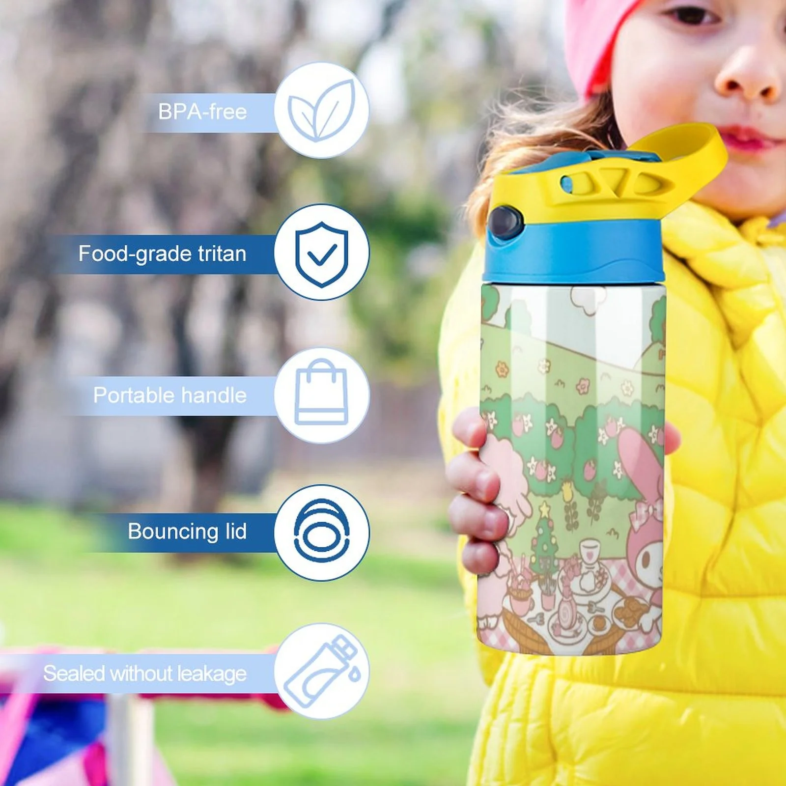 My Melody Children's Water Bottle Vacuum Insulated Stainless Steel Cup With Straw Toddler Thermoses