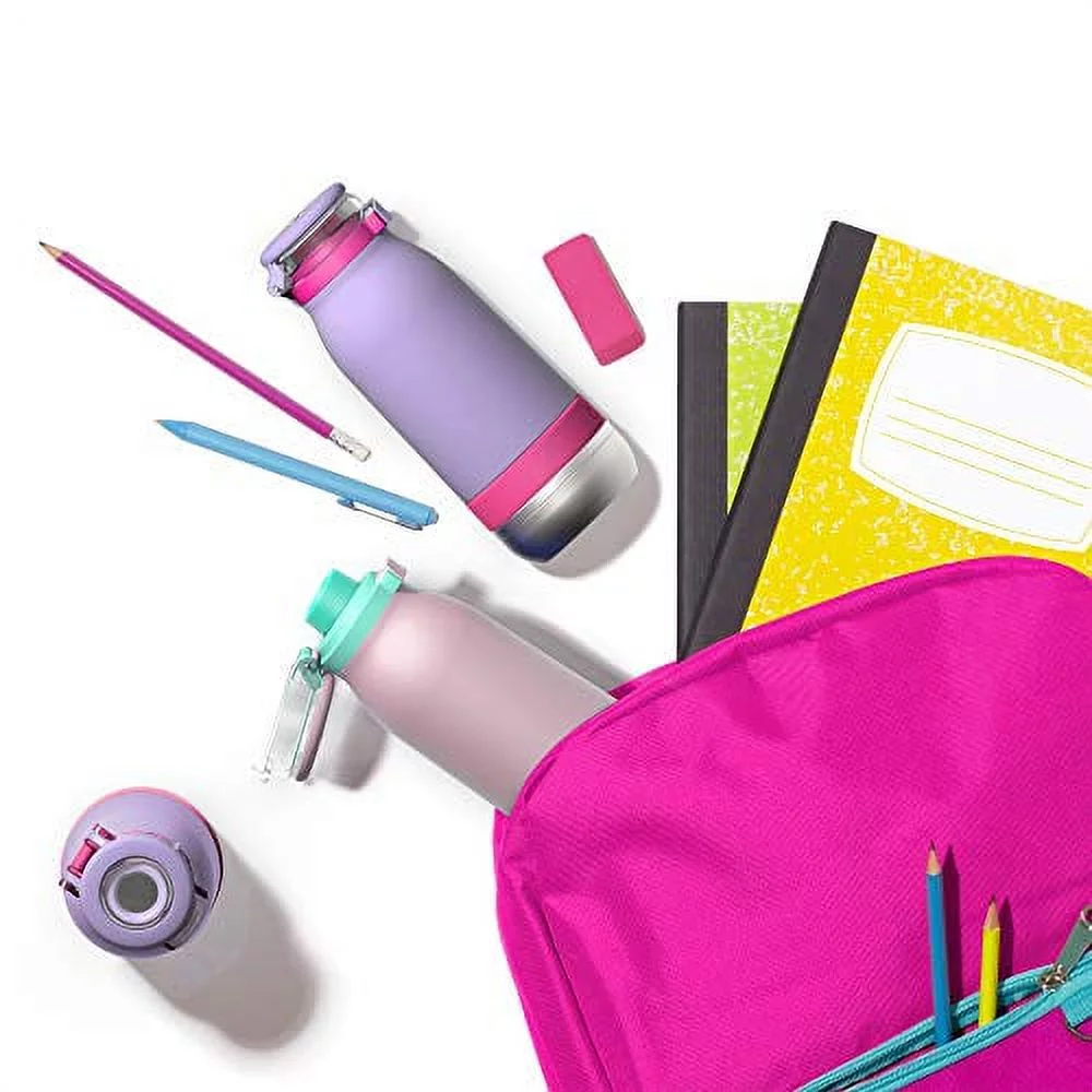 New Ello Emma Vacuum Insulated Stainless Steel Water Bottle with , 14oz, Cotton Candy