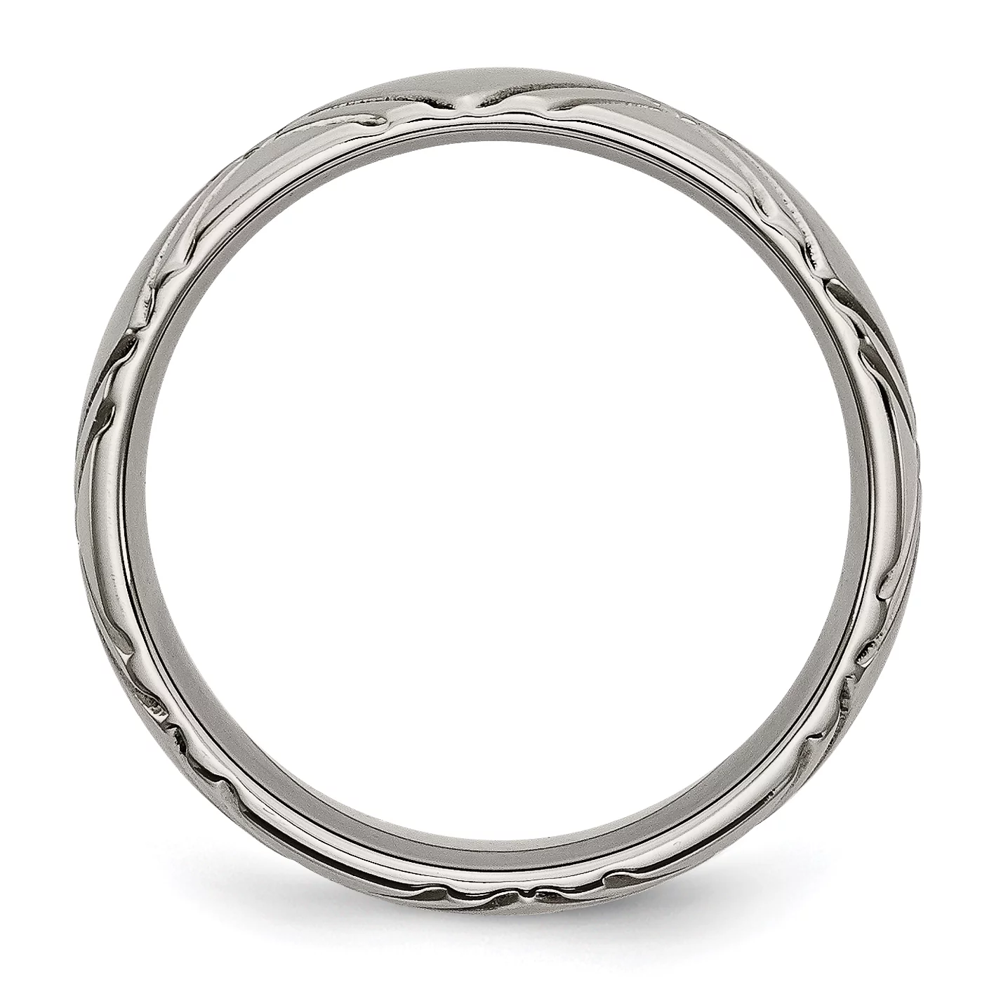 Carat In Karats Titanium Brushed and Polished 6mm Criss-cross Design Band Size 12.5 - Unisex Ring