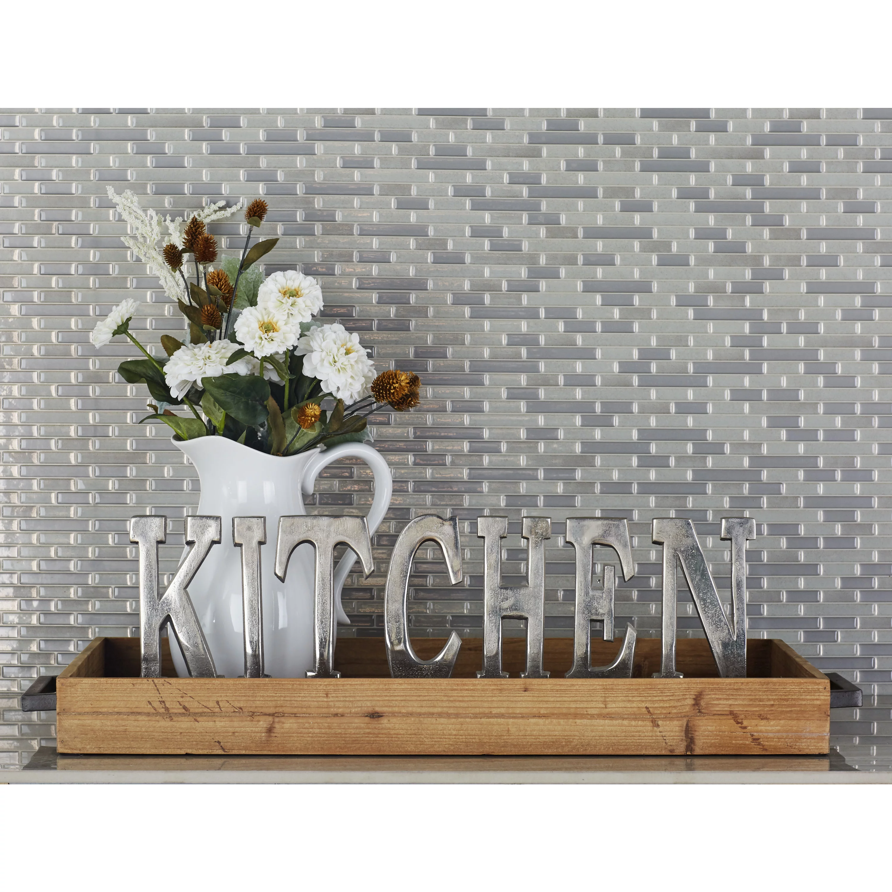 DecMode Contemporary Brown Two X Shaped Patterned Rectangular Wooden Tray, 16