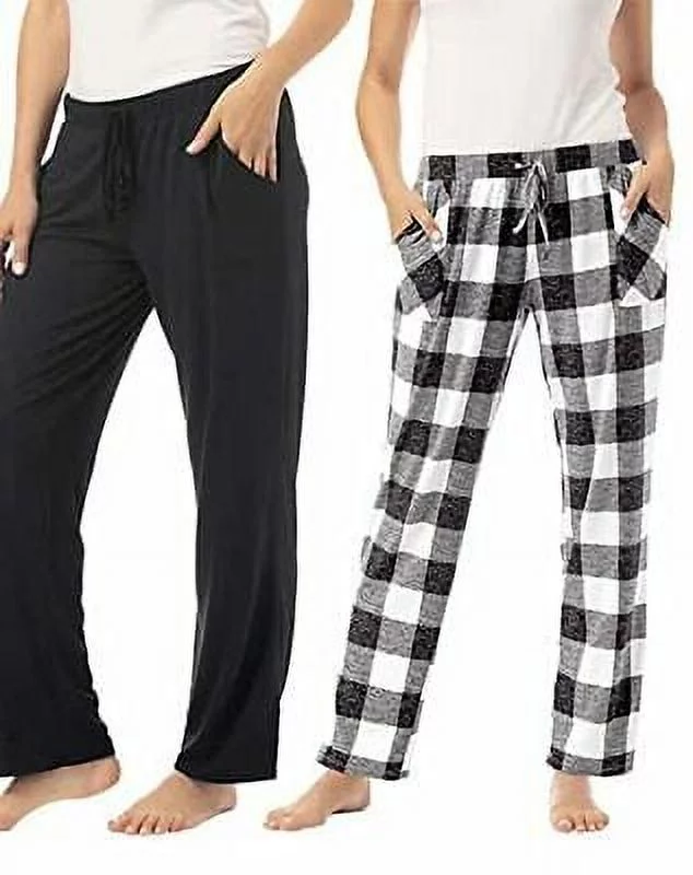 Lucky Brand Women's 2 Pack Straight Leg Lounge Pant with Drawstrings X-Small