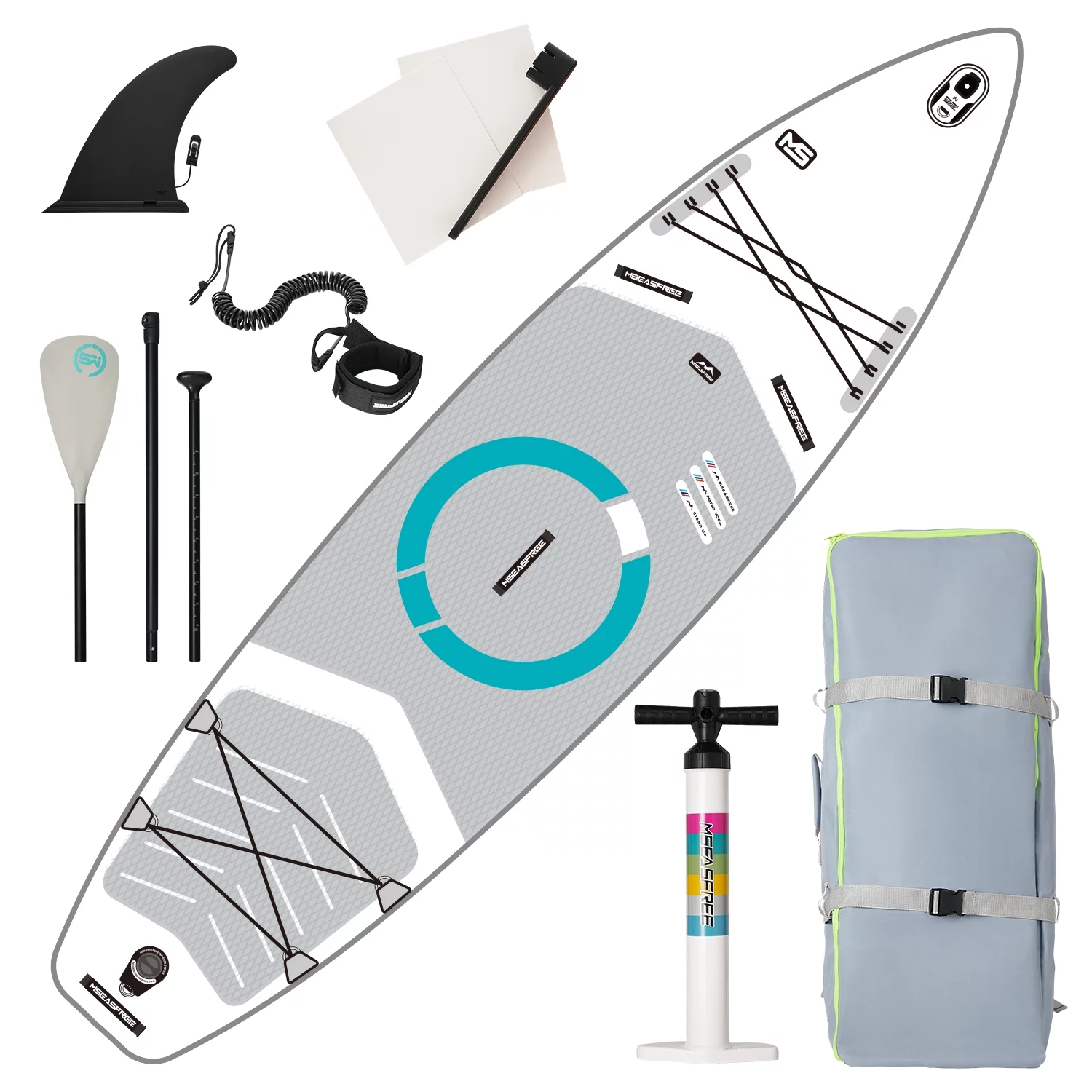 Inflatable Stand Up Paddle Board(6In Thick)with Premium SUP Accessories & Backpack, Wide Stance, Bottom Fin for Paddling, Paddle, Leash, Surf Control, Non-Slip Deck for Youth & Adult(White)