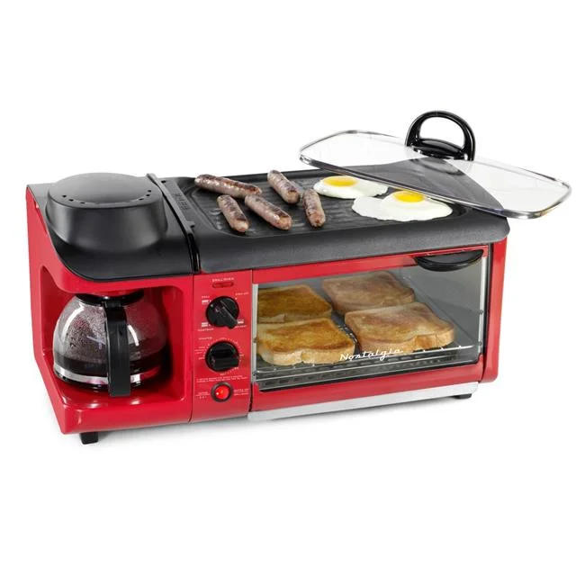 3-in-1 Family Size Breakfast Station, Retro Red