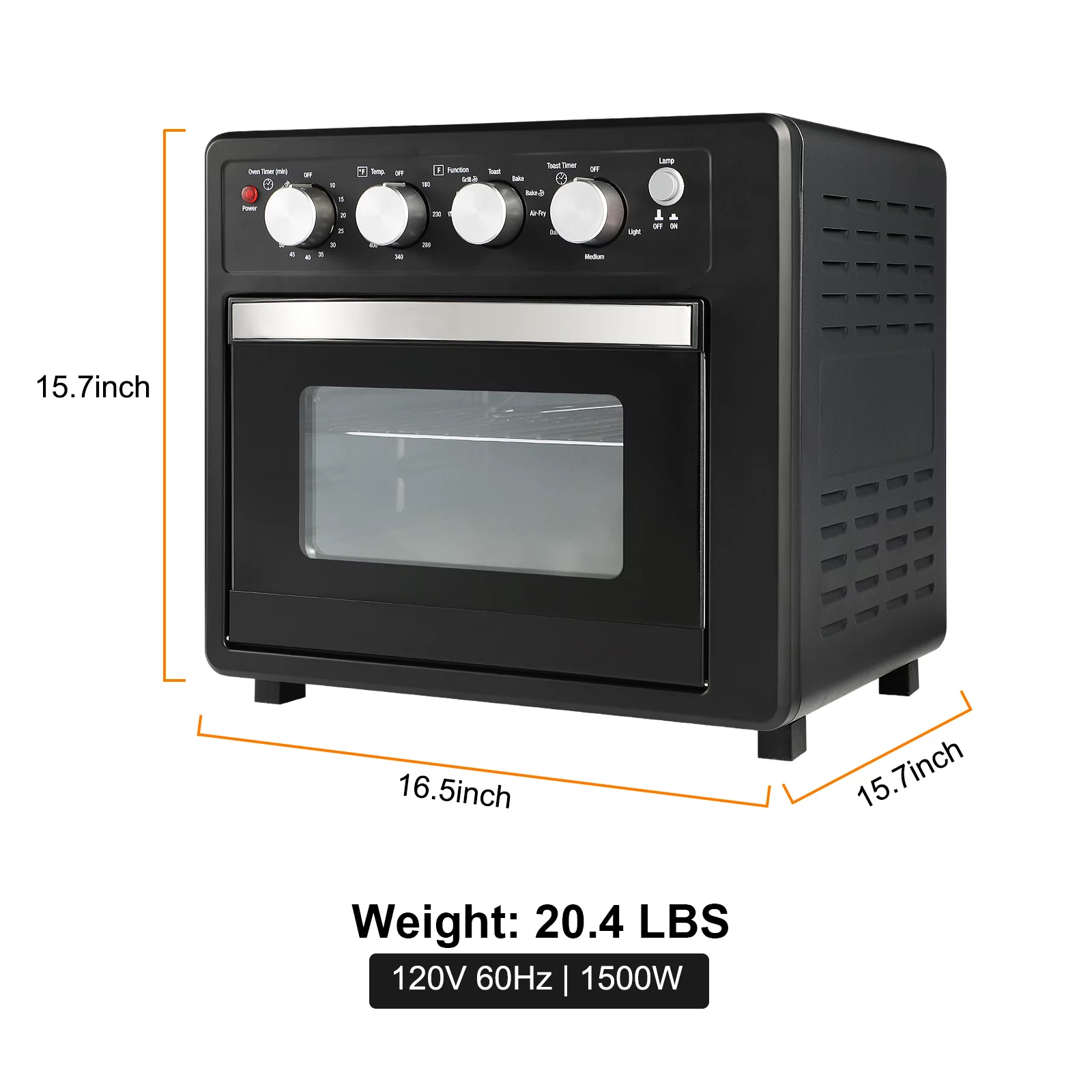 SUGIFT Air Fryer 10QT, Countertop Toaster Oven, 4 Slice Toaster Air Fryer Oven Warm, Broil, Toast, Bake, Air Fry, Oil-Free, Black Stainless Steel, Perfect for Countertop