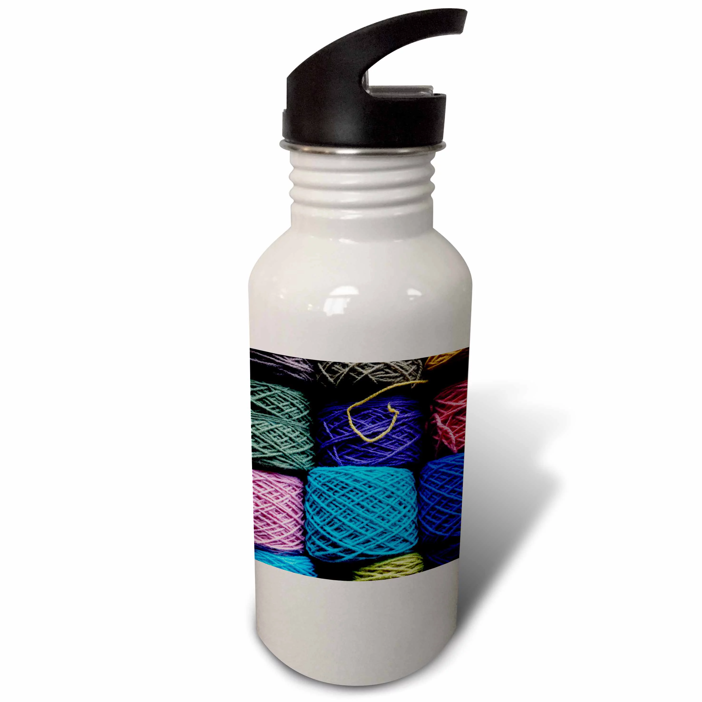 Chile, Los Lagos, Puerto Montt, Angelmo harbor market, dyed yarn. 21 oz Sports Water Bottle wb-210015-1
