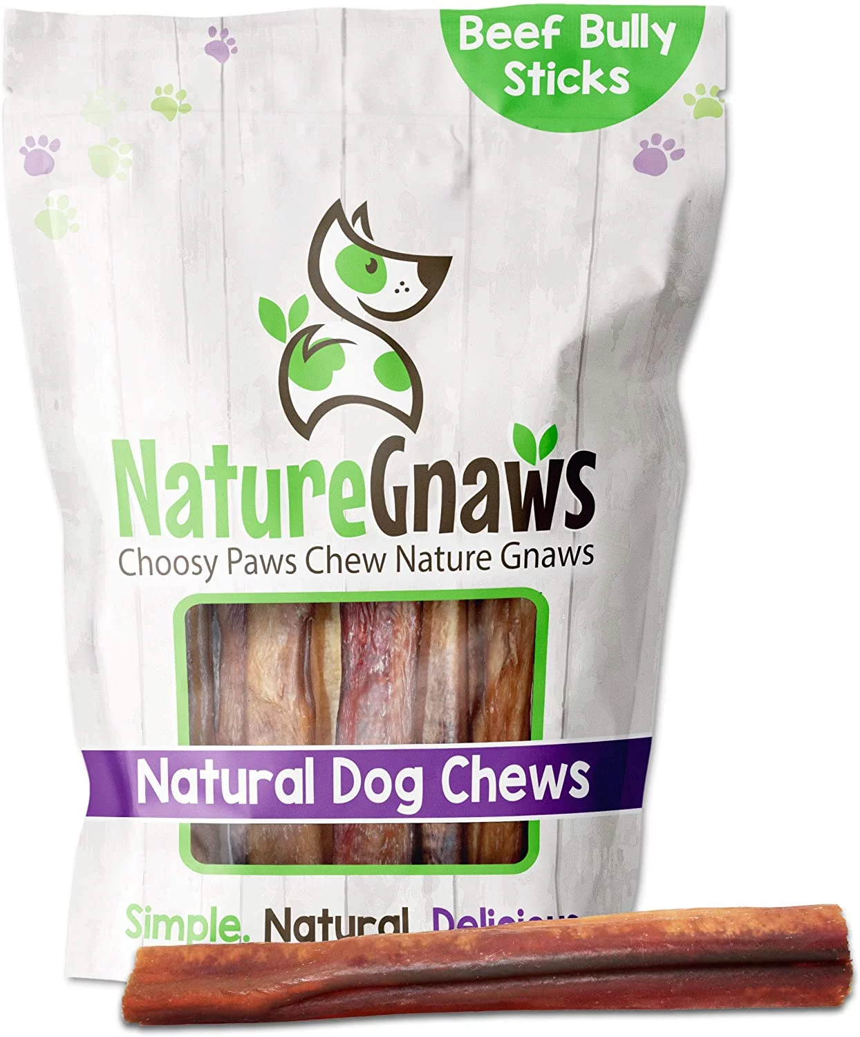 Nature Gnaws Natural Beef Bully Sticks for Dogs 5-6