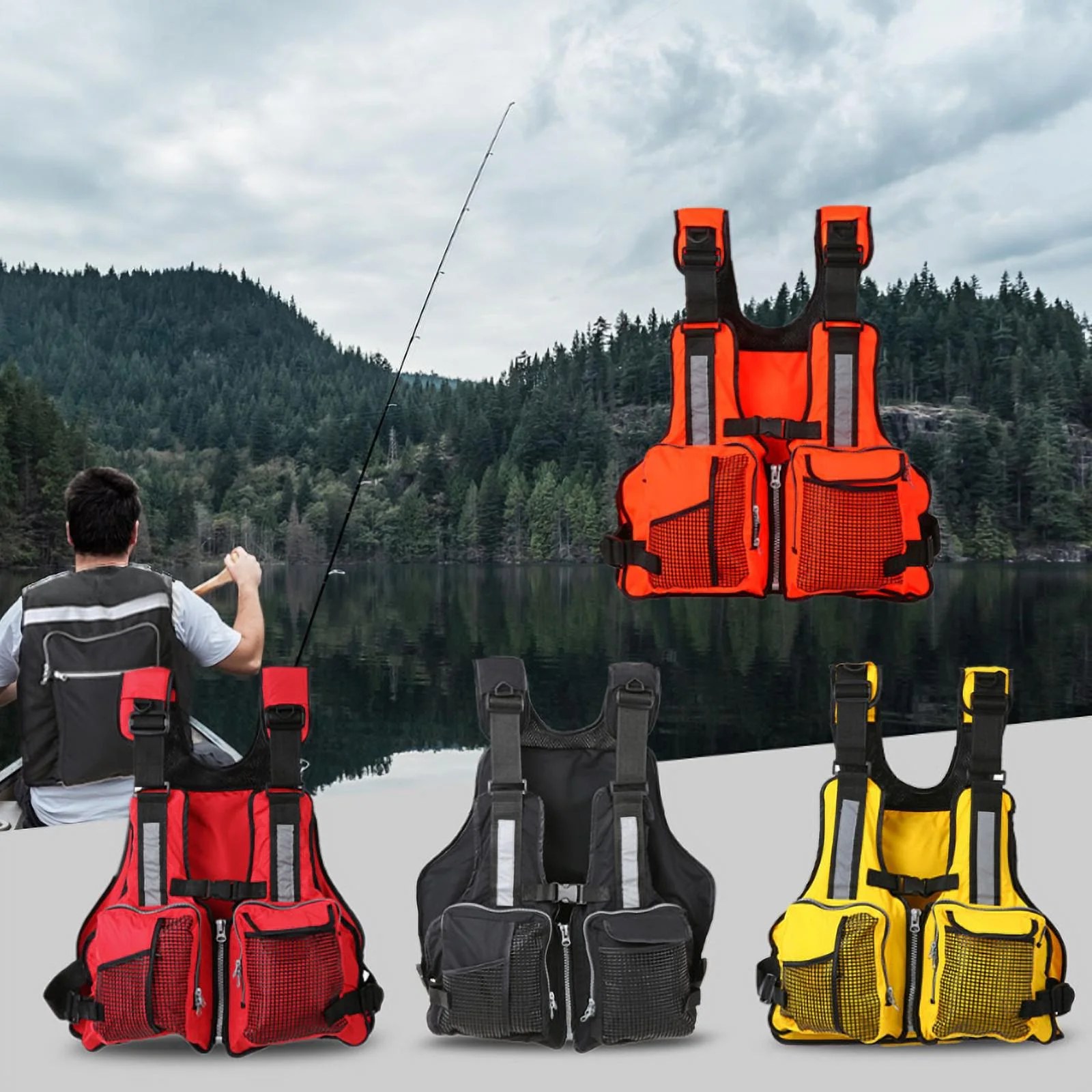Adult Women Men Adjustable Buoyancy Aid Swimming Boating Sailing Kayak Life Jacket Vest Preservers