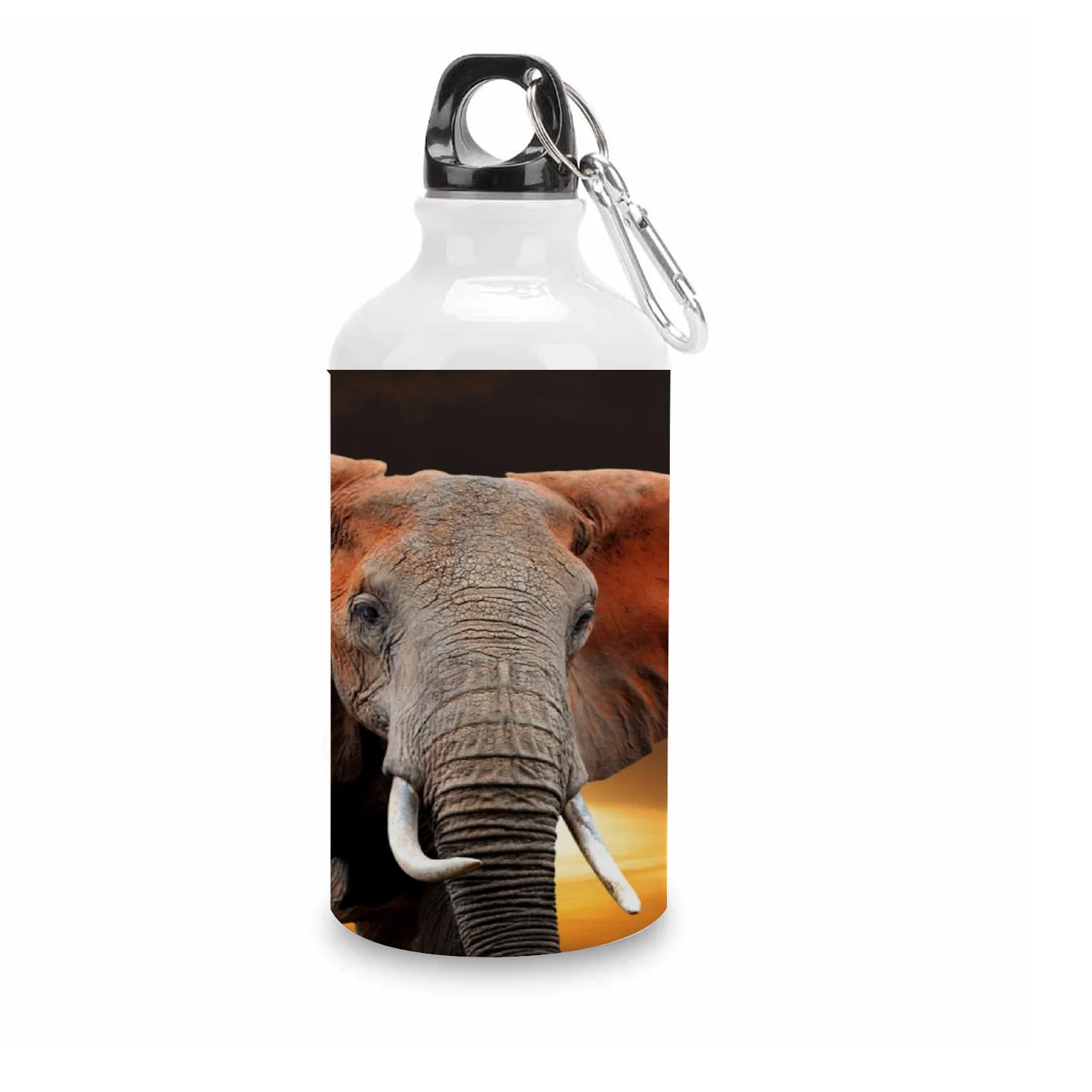 SKYSONIC 400ml Sport Aluminum Water Bottle,Elephant,Sport Multipack Leak Proof Easy Carry Travel Bottle with Twist Cap for Gym Hiking Camping Running Bike Outdoor