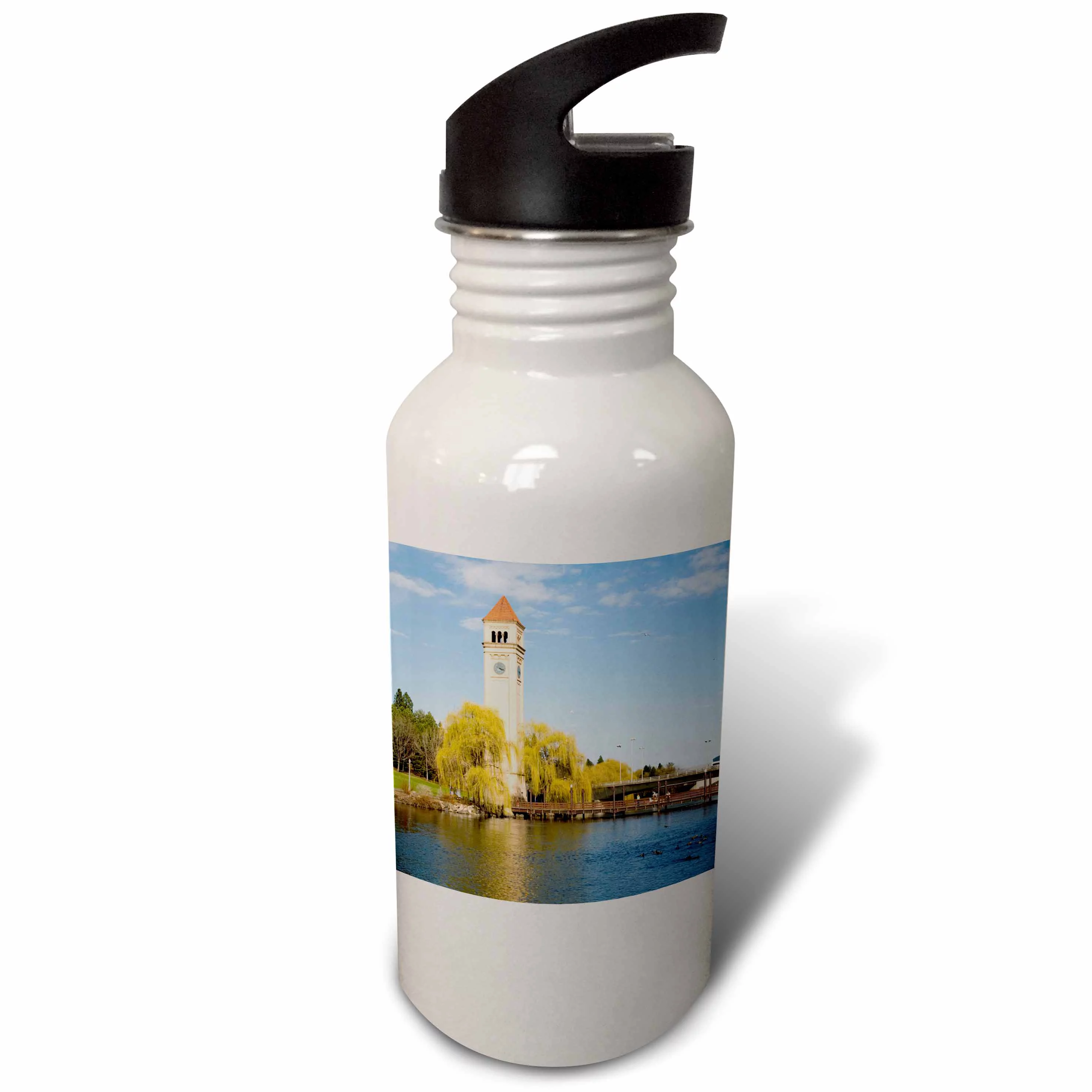 WA, Spokane, Clock Tower by the Spokane River - US48 JWI1737 - Jamie and Judy Wild 21 oz Sports Water Bottle wb-96046-1