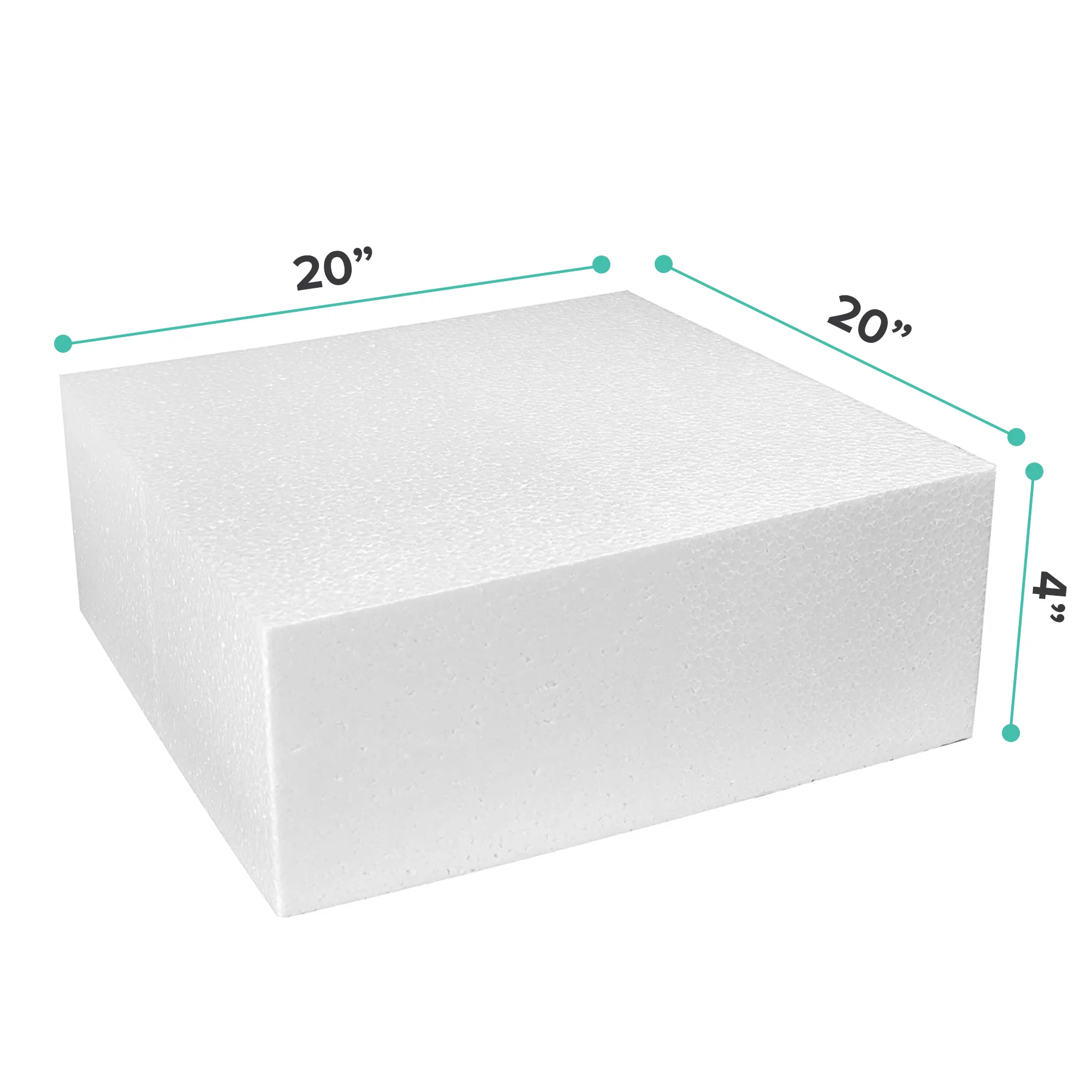 Square Cake Dummy, Styrene - 20