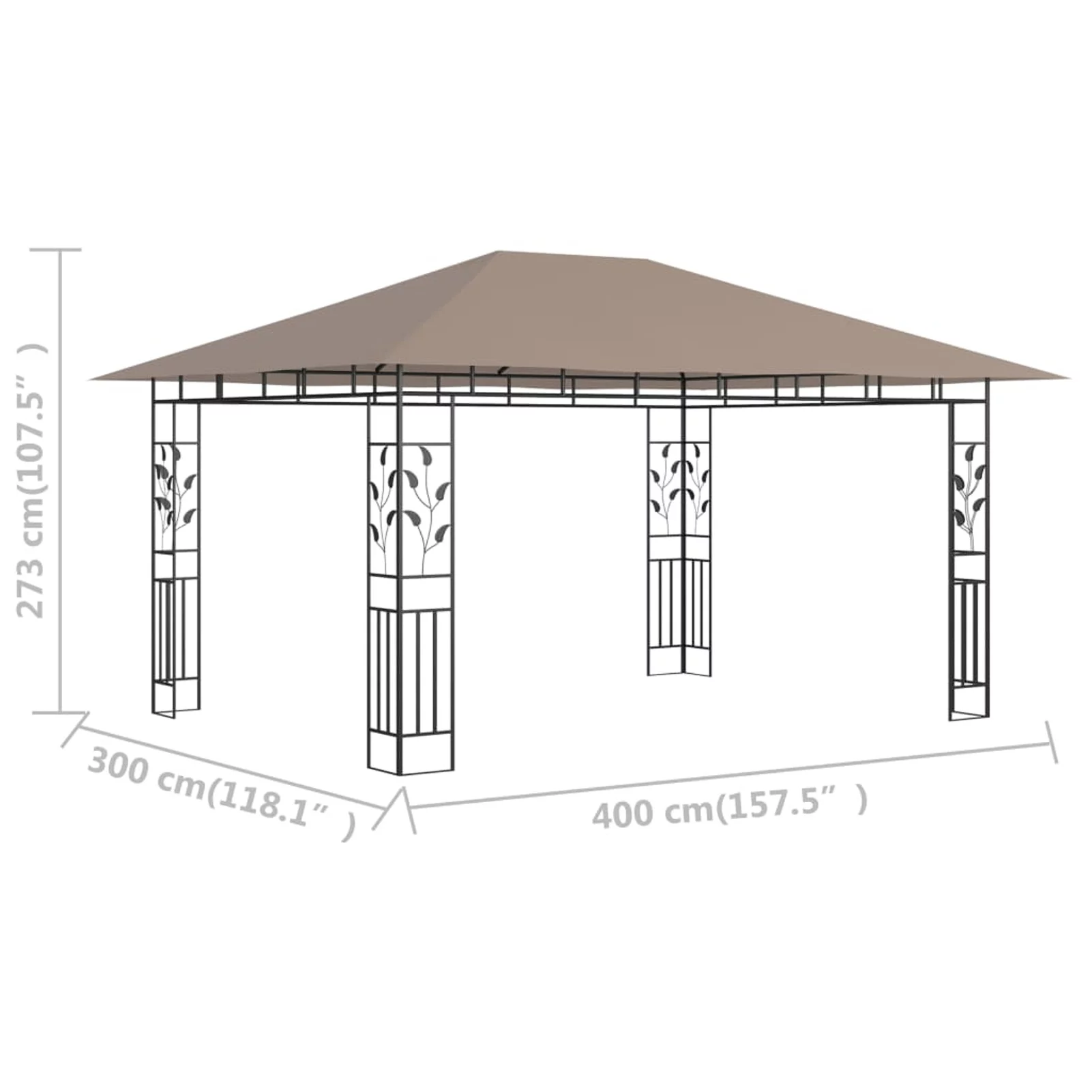 Lixada Gazebo with Mosquito Net 13.1'x9.8'x9' Taupe 180 g/m²