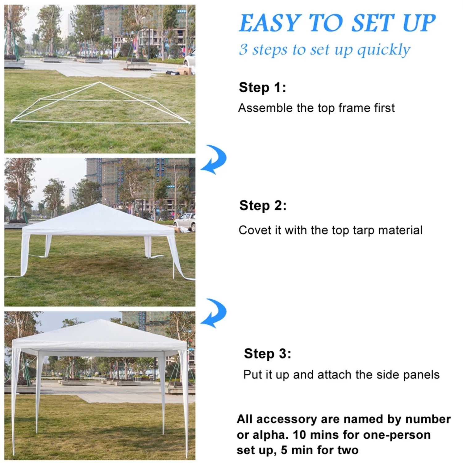 Outdoor Canopy Gazebo, MOJTBE Wedding Event Canopies Tent, Garden Awning BBQ Shelter Pergola for Backyard Camping Grill, 10x10FT, White, MOJ1002