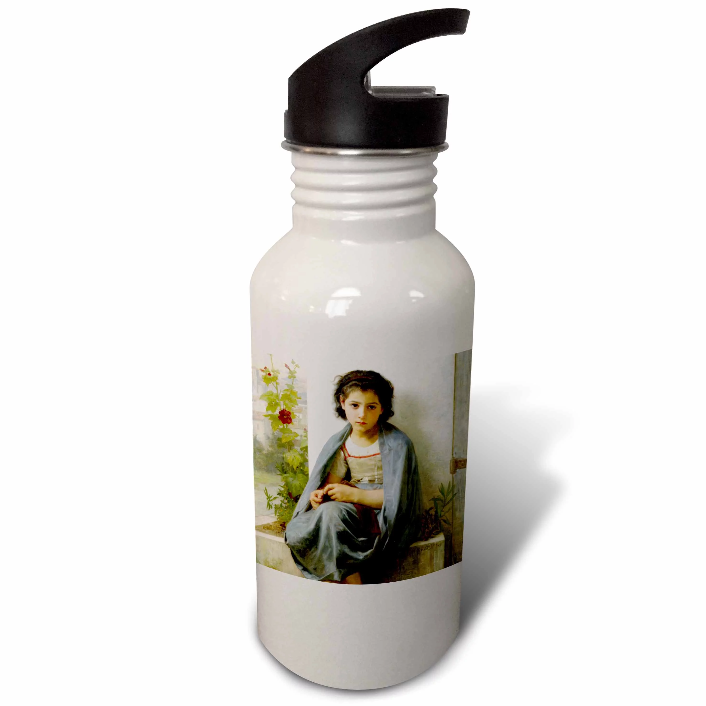 The Little Knitter - Vintage Bouguereau 21 oz Sports Water Bottle wb-108567-1
