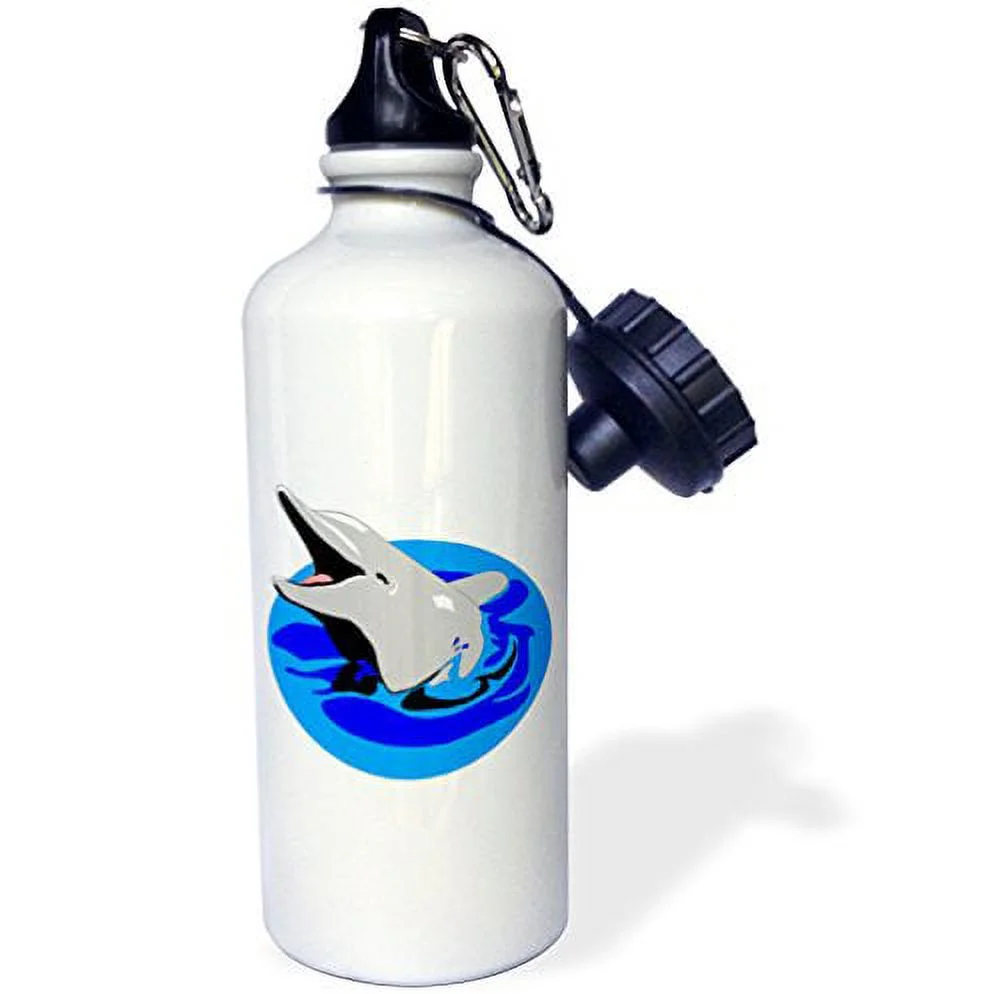 3dRose Cute Kids Shark Art, Sports Water Bottle, 21oz