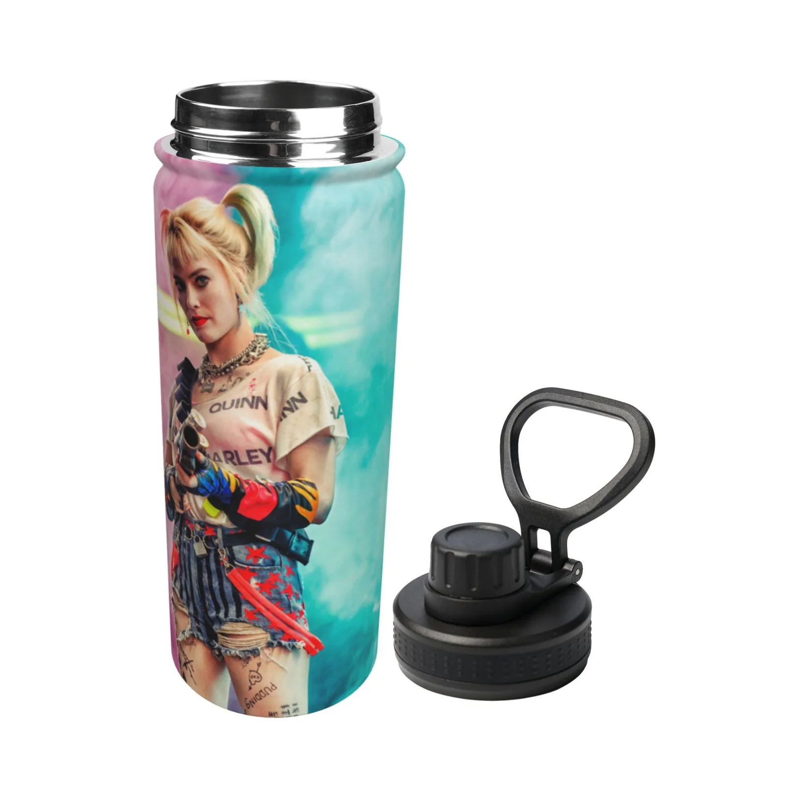 Harley Quinn Sports Insulated Water Bottles Kettle Stainless Steel Portable Cup18OZ For Travel Gym School